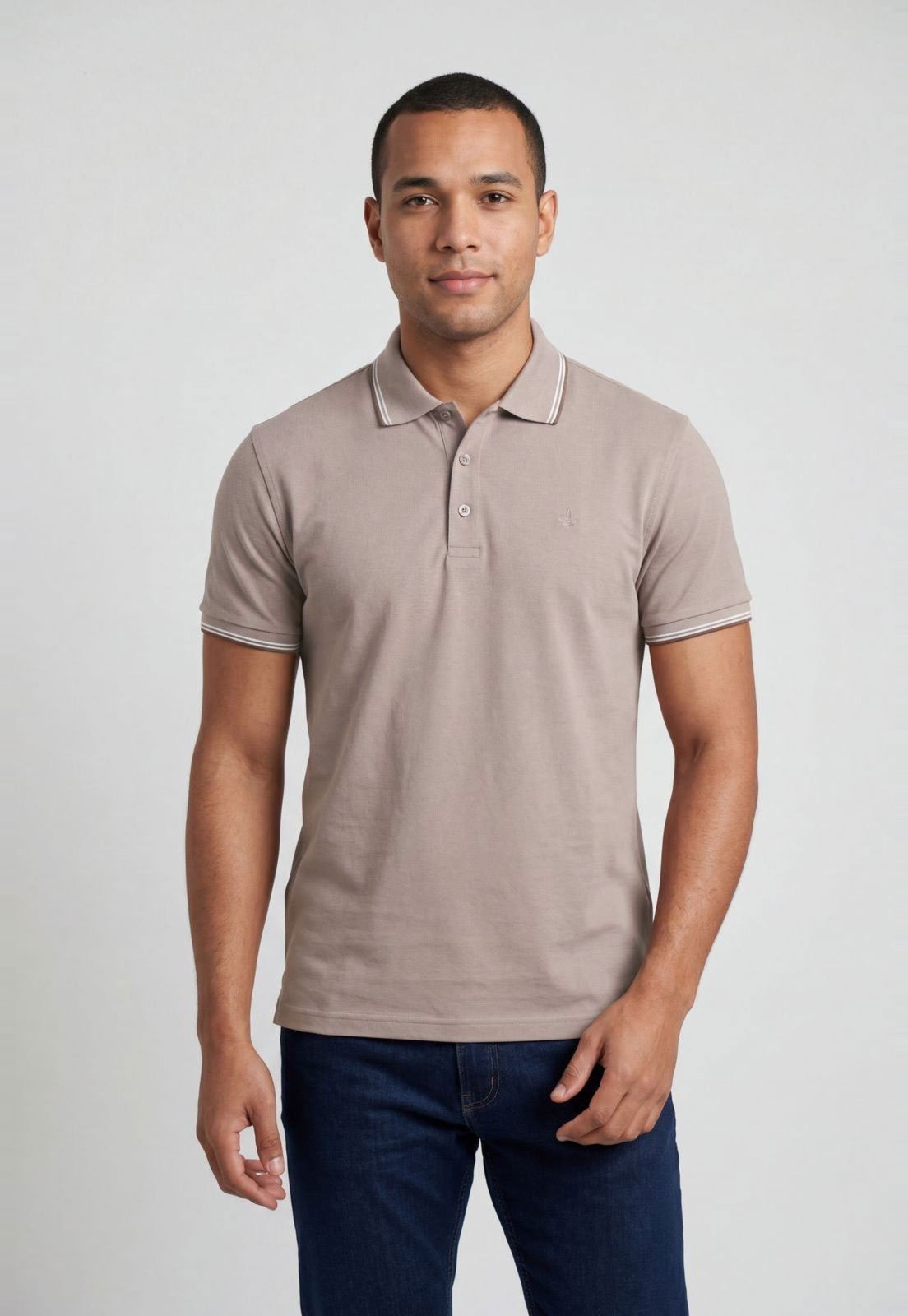 Polo Masculina Dudalina Gola Clássica Bege