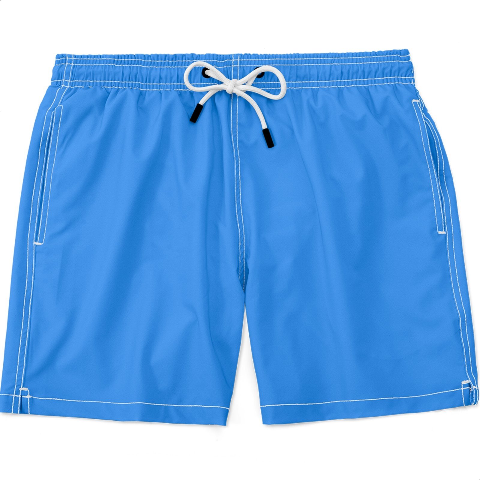 Shorts Masculino Básico Tactel e Elastano Leve c/ Elástico e Cordão Ajustável na Cintura Bolsos Laterais e Secagem Rápida Uso Casual Treino Academia Azul Claro