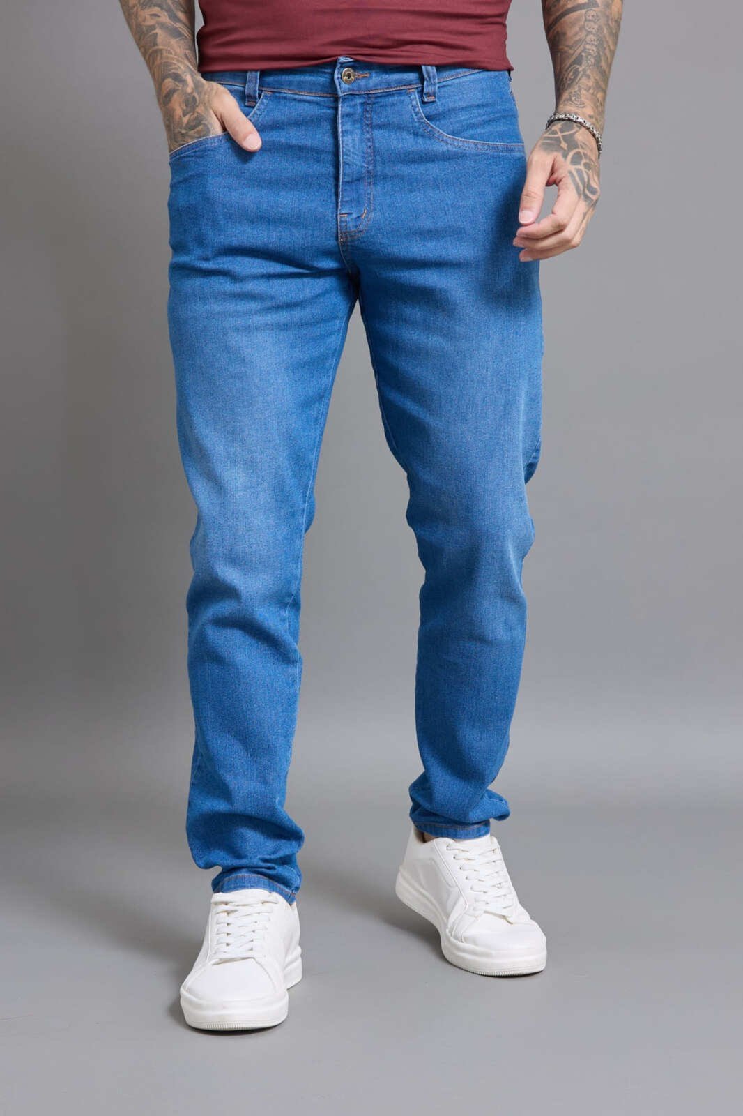 Calça Jeans Masculina Slim Lavagem Média Lemier Collection Azul