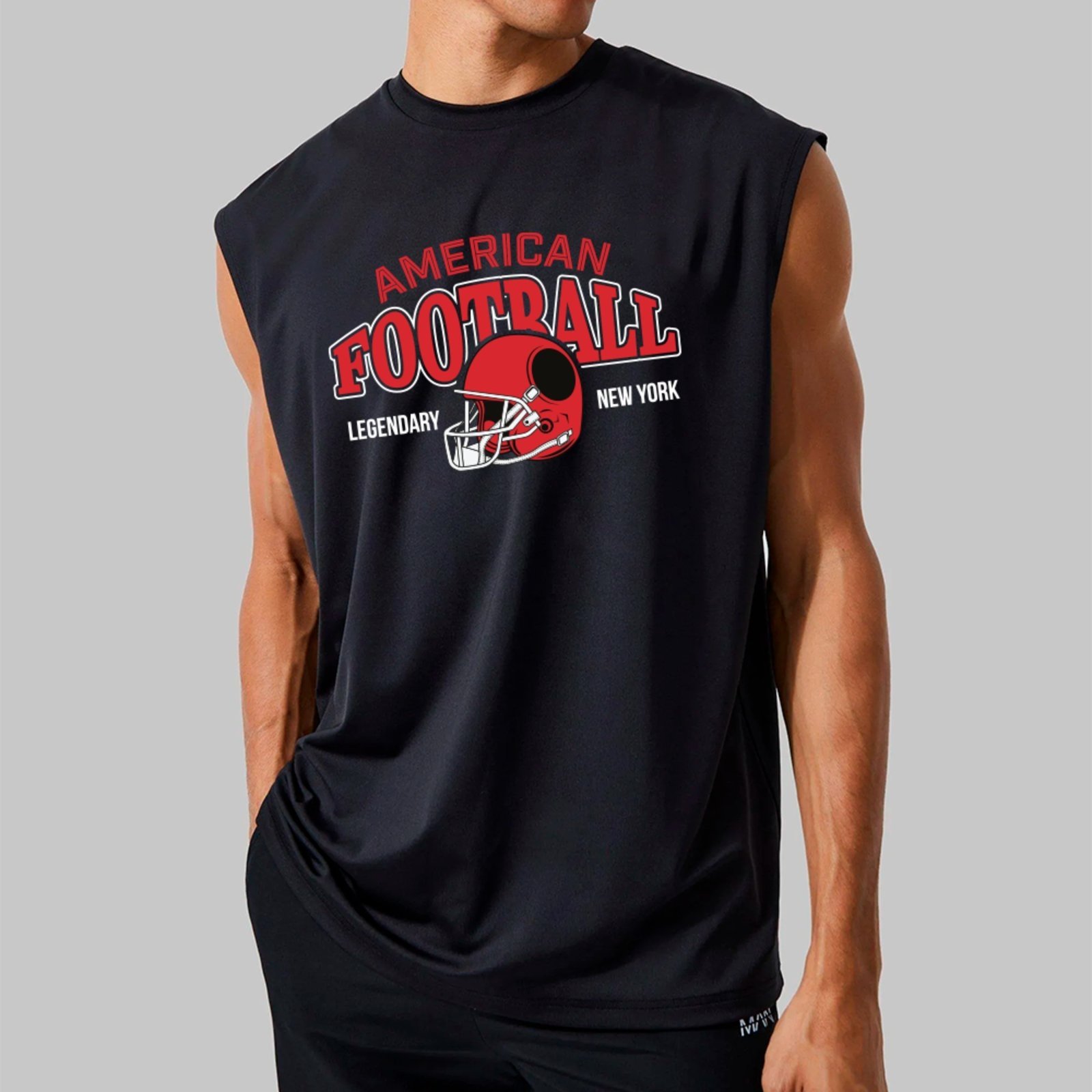 Camiseta Regata Machão Ousy Futebol Americano Streetwear Oversized Masculina Preto