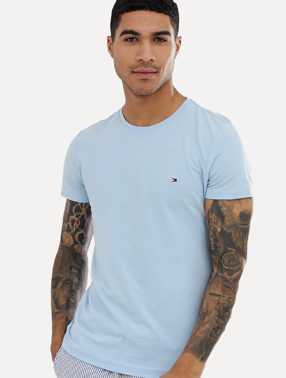 Camiseta Tommy Hilfiger Masculina Essential Cotton Azul Claro