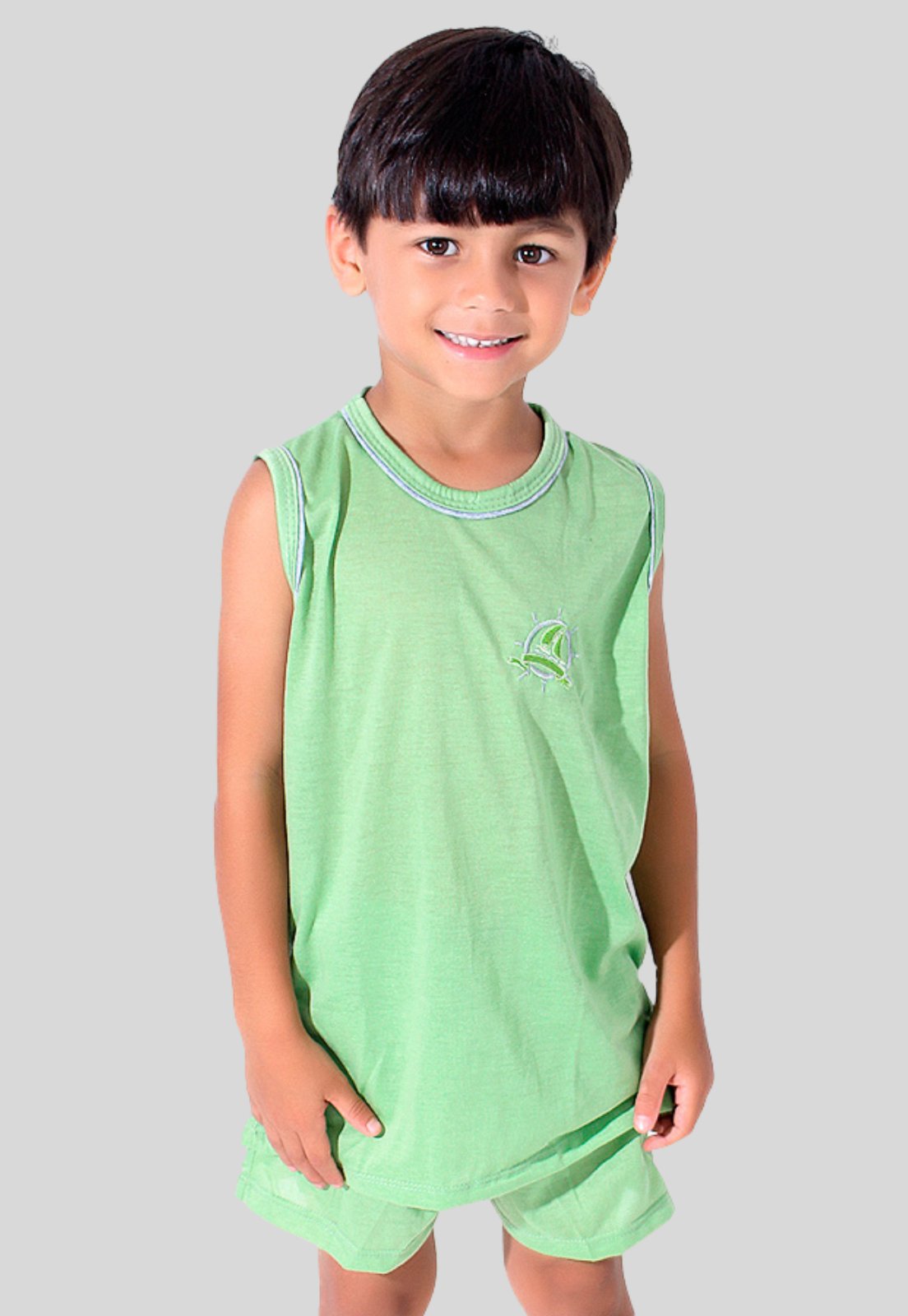 Vista 3 Pijama Masculino Regata Linha Noite verde Linha Noite verde