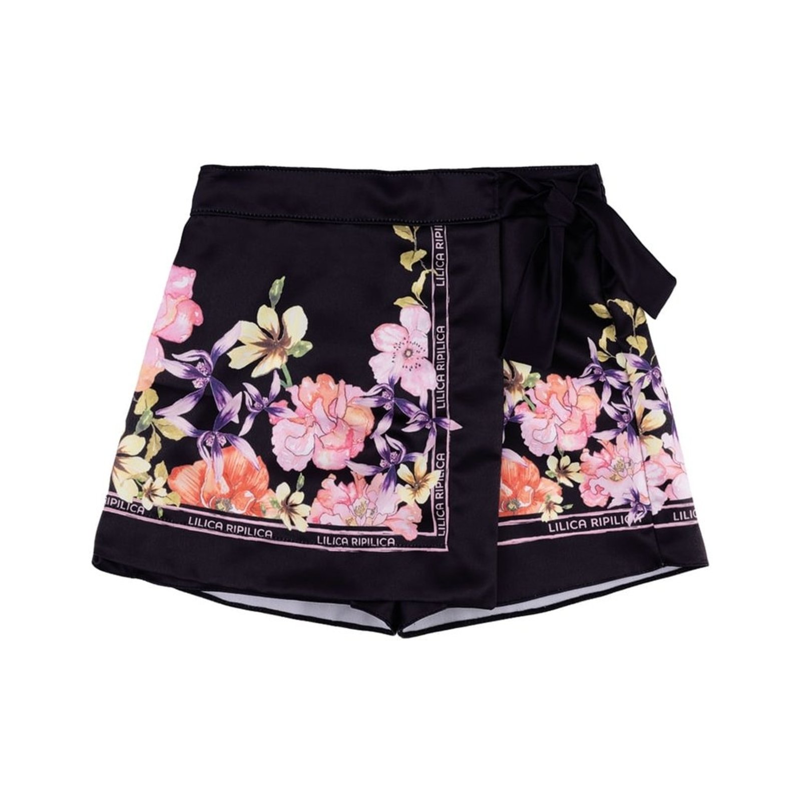 Infantil - Shorts Saia Shine Cetim Estampada Menina Lilica Ripilica