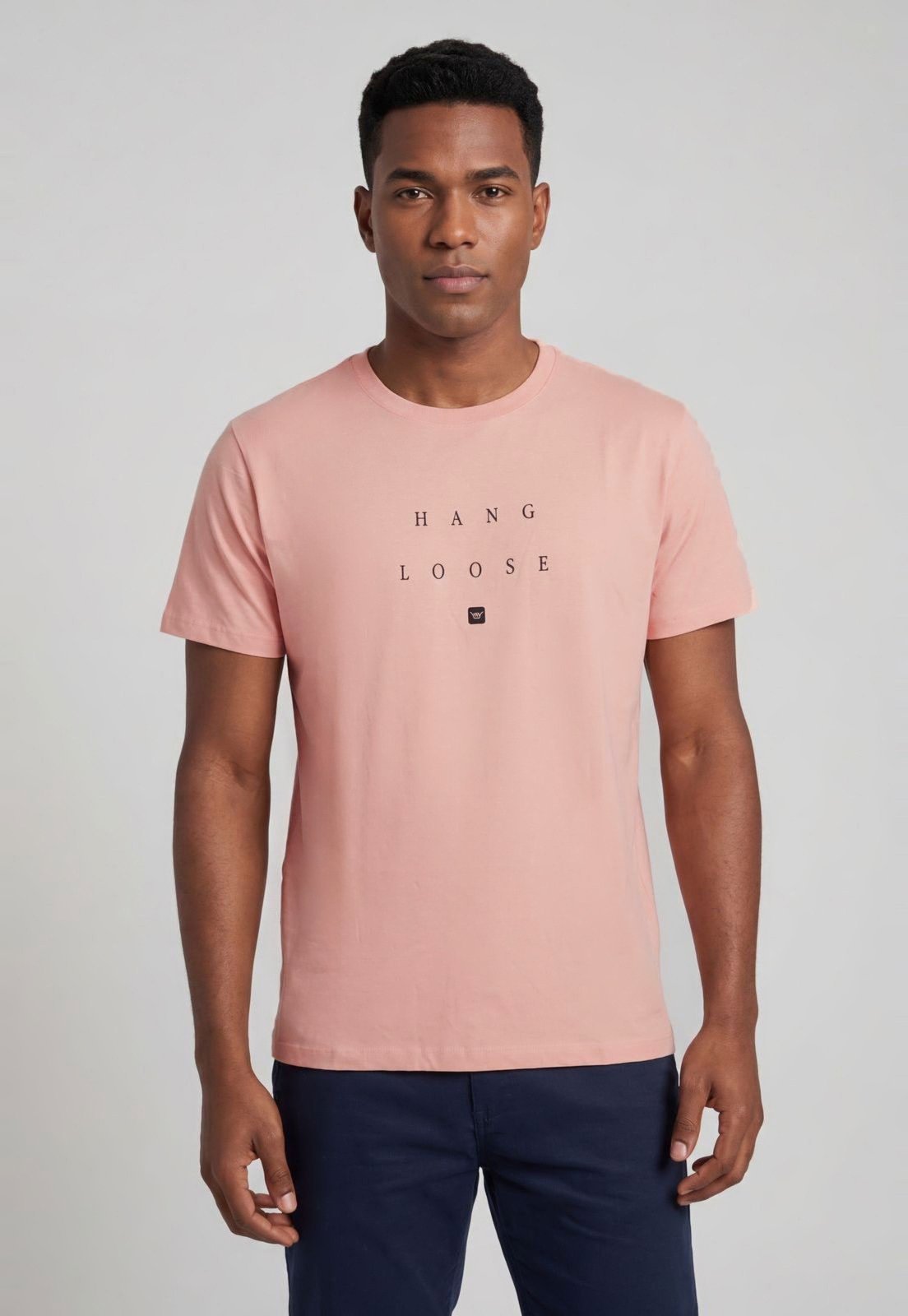 Camiseta Masculina Hang Loose Estampa Frontal Rosa