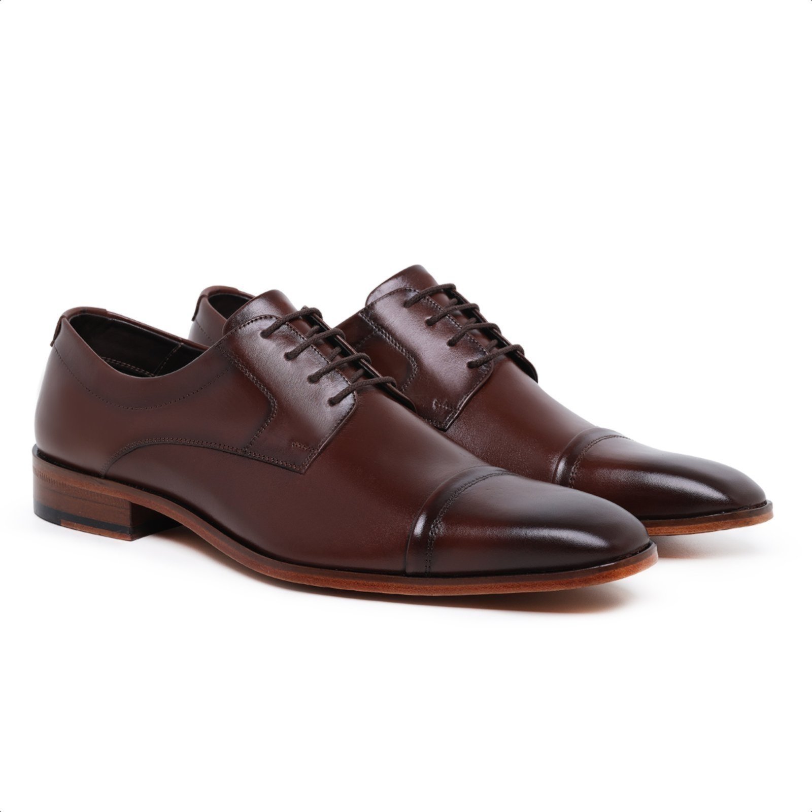 Vista 3 Sapato Social Formal em Couro Sapato Luxo Paulo Vieira cor Tabaco Paulo Vieira Homem café Paulo Vieira Homem café