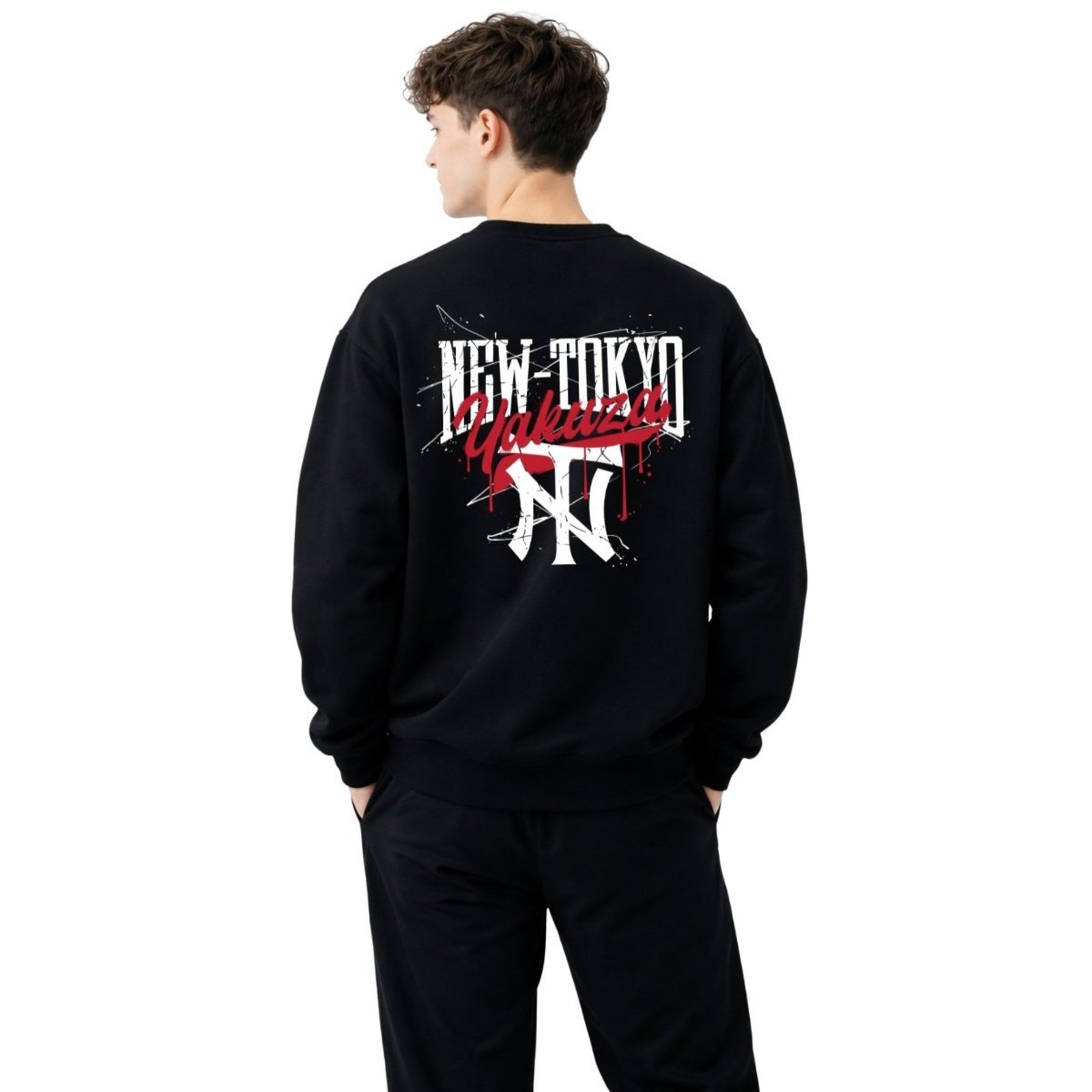 Moletom Masculino Sem Capuz Estilo Jovem e Moderno Casaco Preto New York