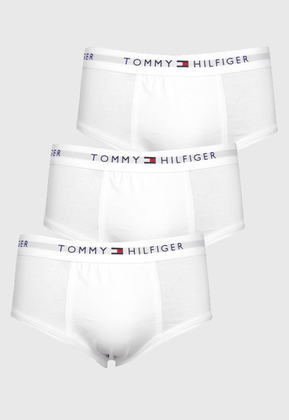 Kit 3pçs Cueca Tommy Hilfiger Slip Lettering Branco