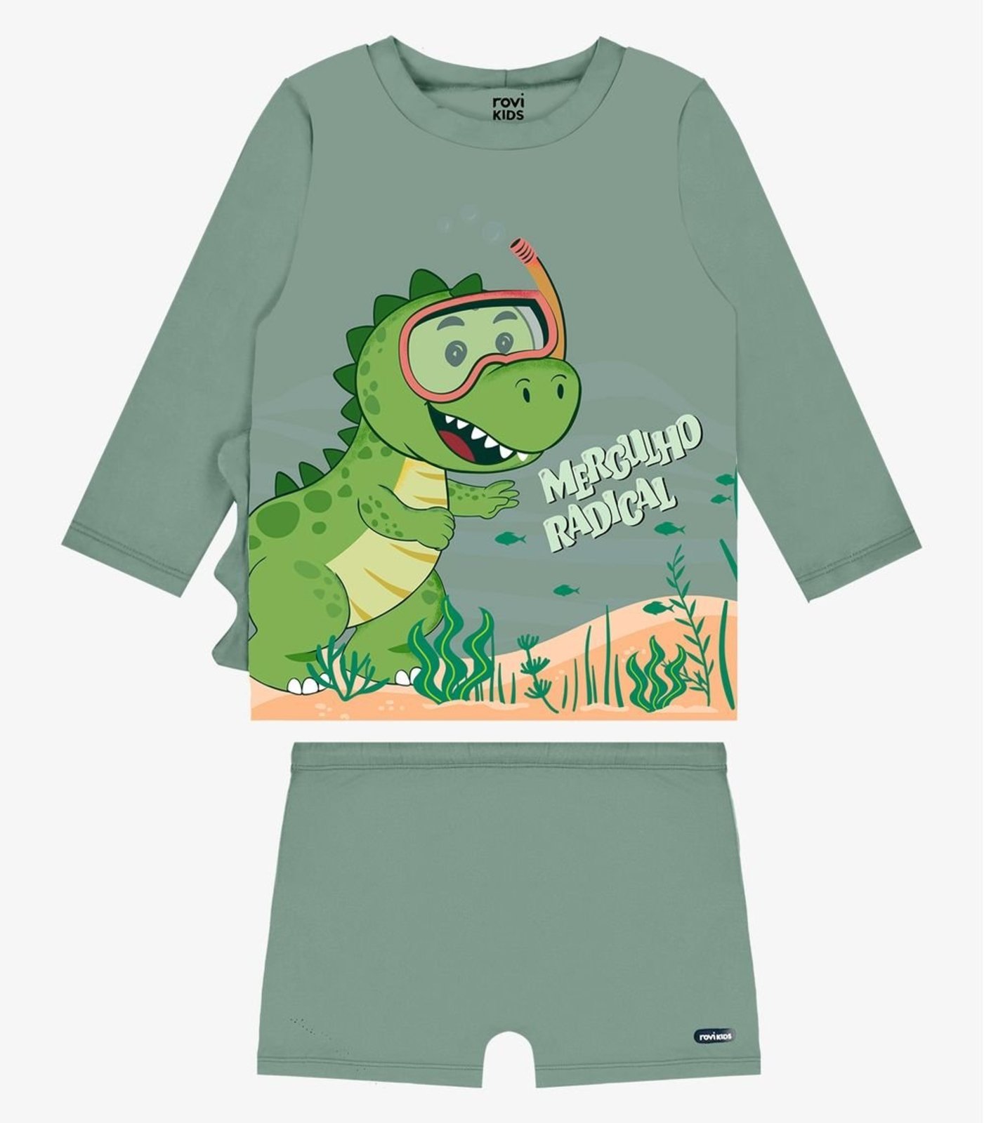 Conjunto Camiseta Manga Longa E Sunga UV Rovi Verde