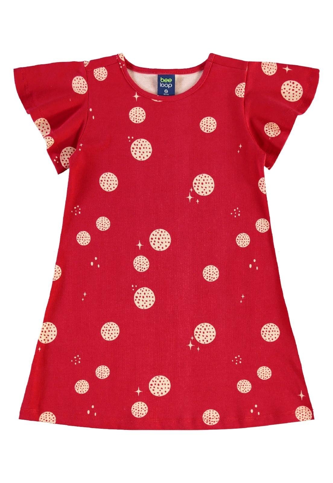 Infantil - Vestido de Bolinhas Cotton Bee Loop Bege