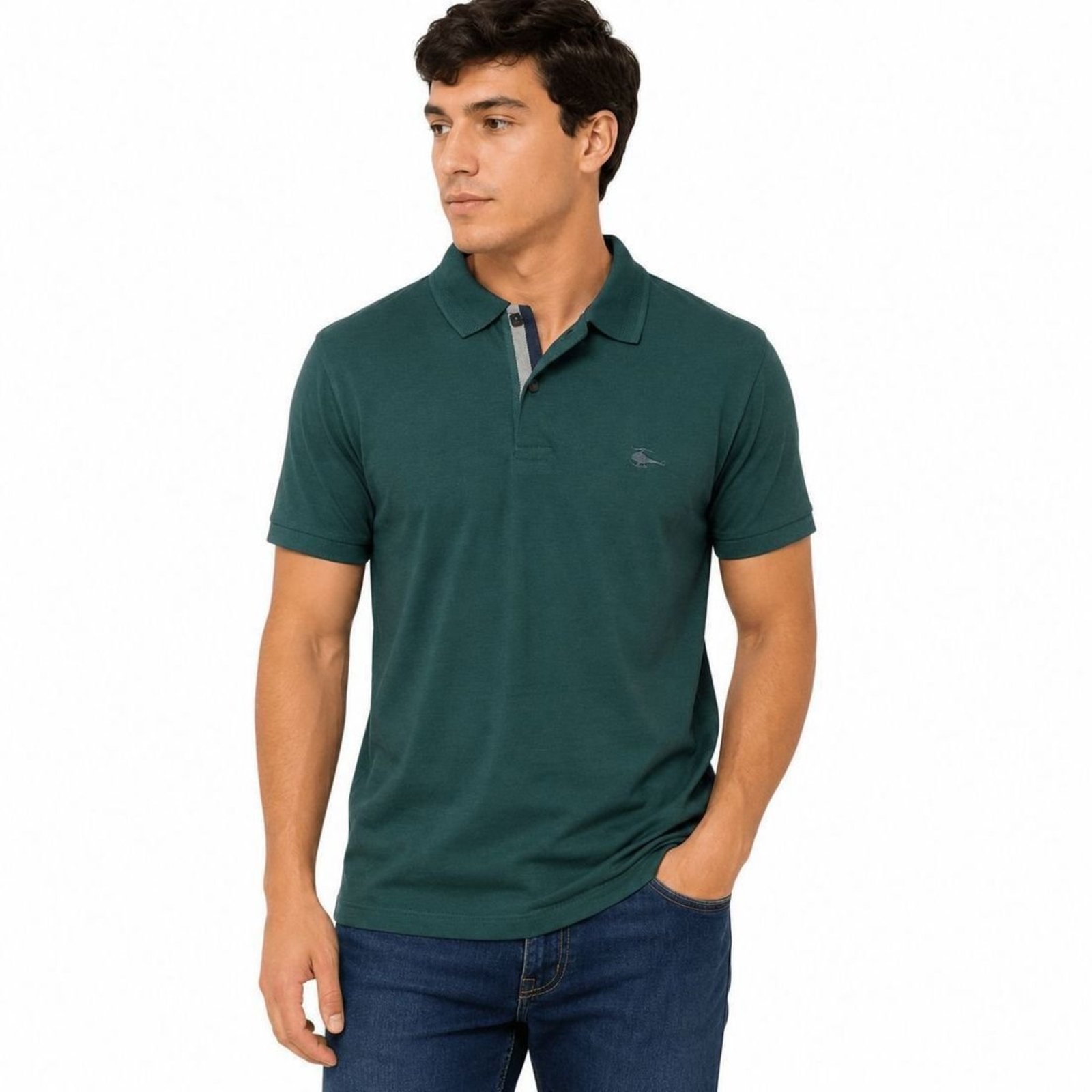 Camisa Polo Masculina Sallo Slim Fit Pérgula Verde 0084 - Verde - Sallo