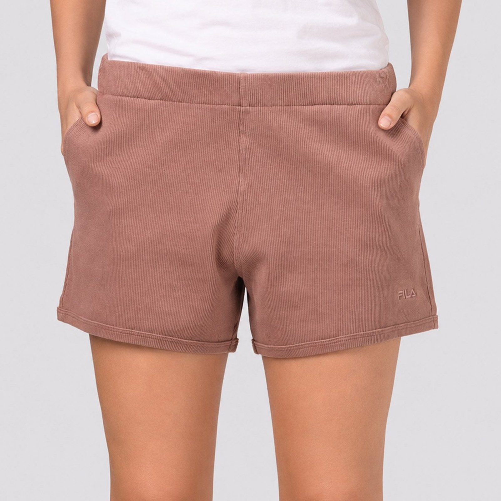 Shorts Fila Rib Feminino Marrom Claro
