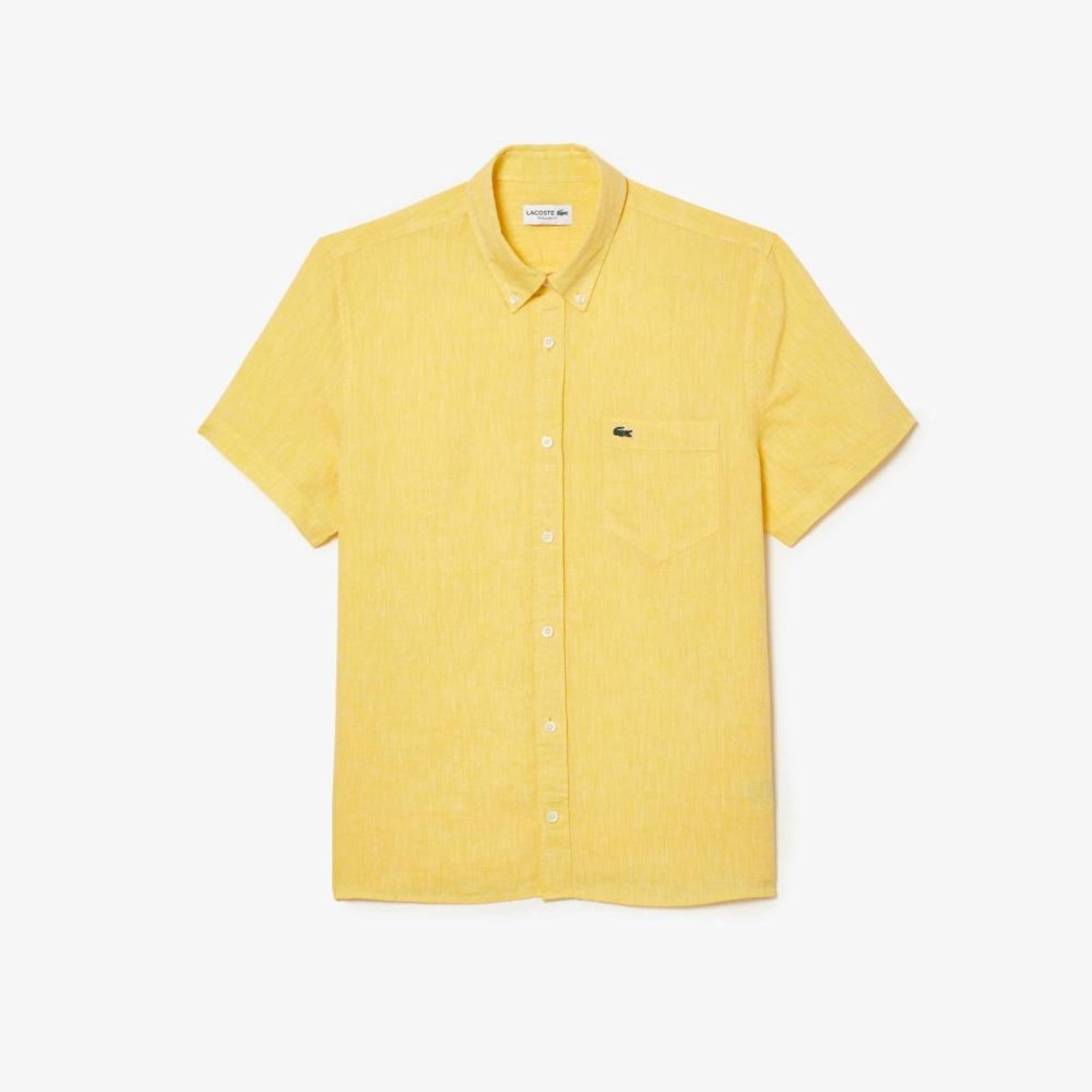 Camisa de Manga Curta em Linho Amarelo