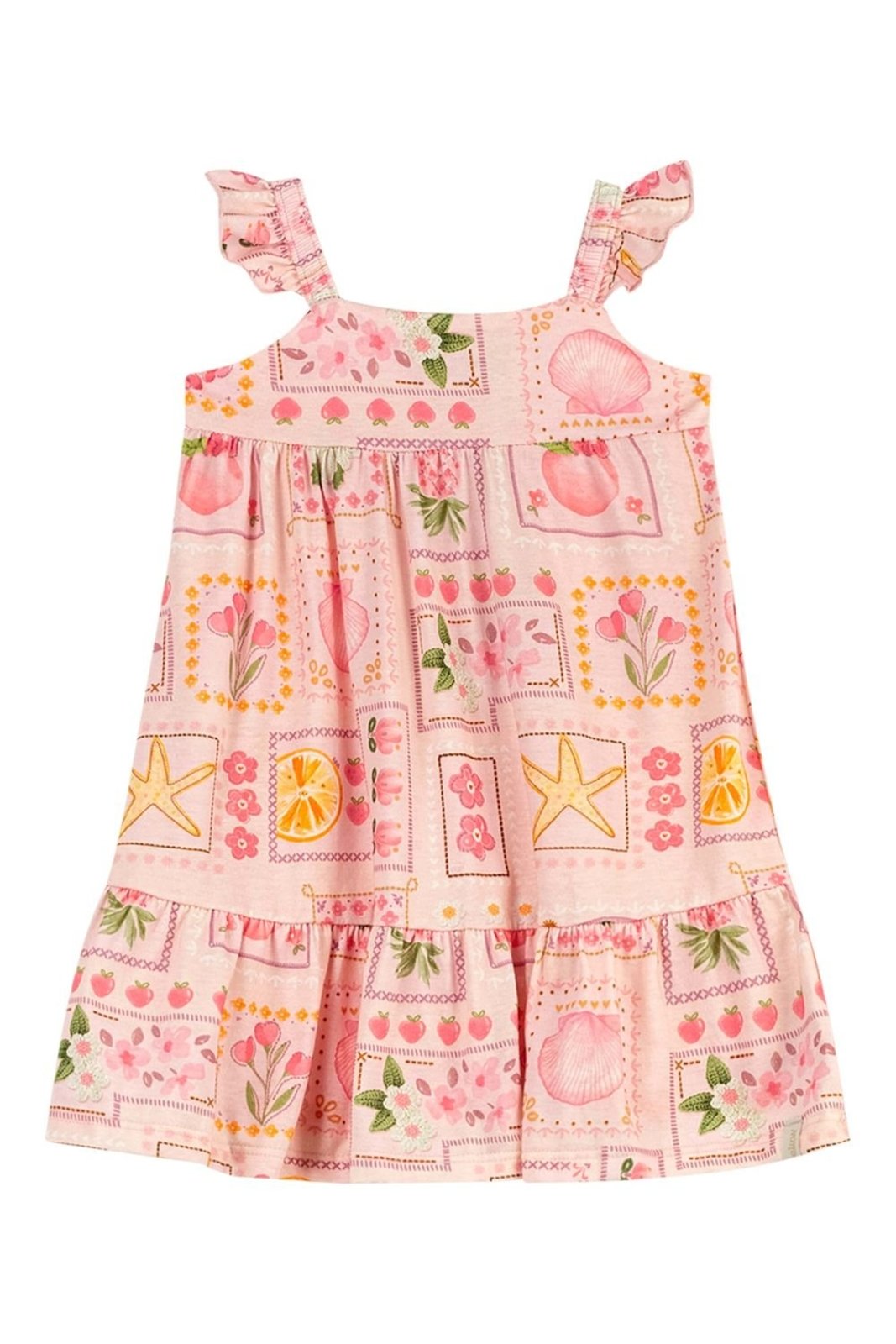 Infantil - Vestido Menina Estampa Verão Elian Rosa