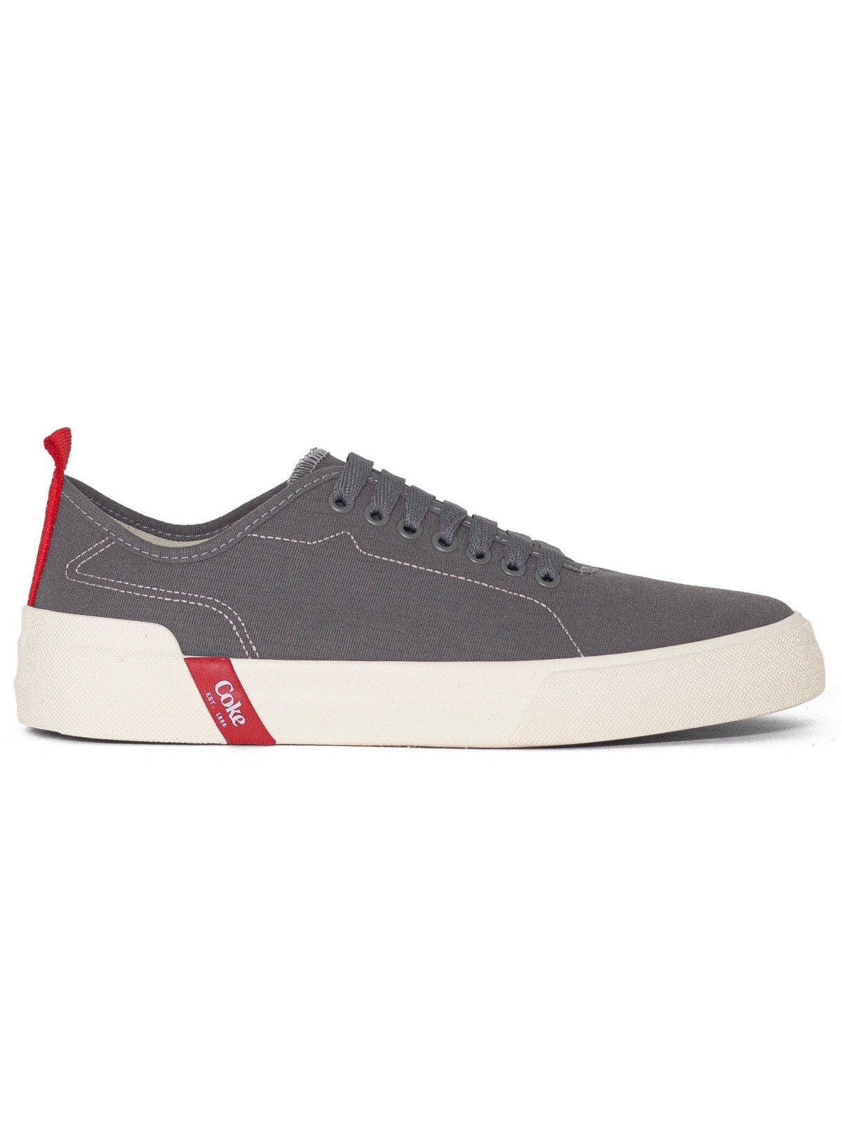 Tênis Masculino Coca Cola Casual Charlotte Canvas Costurado Confortável Cinza Grafite