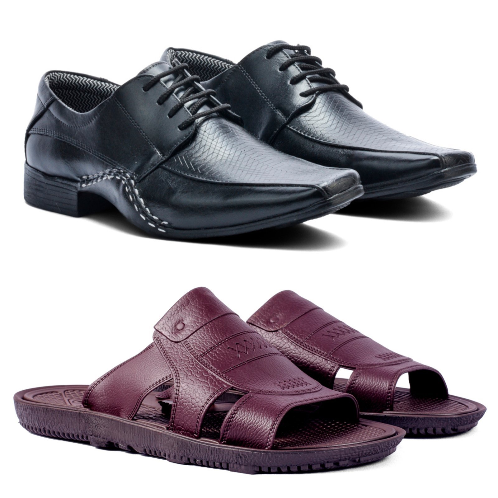 Kit Masculino Herlim Sapato Social Sandália Franciscana Anatômica Preto
