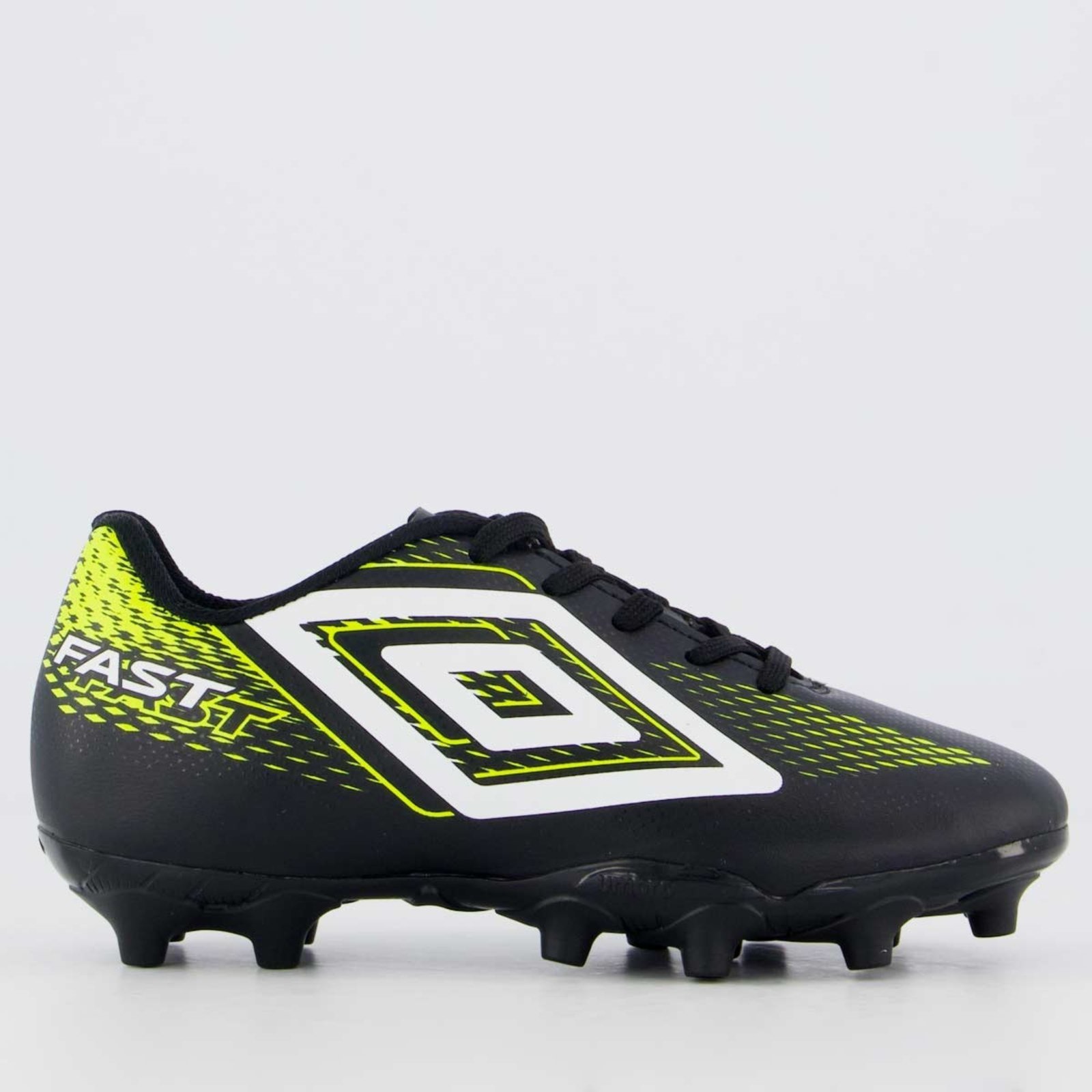 Chuteira Umbro Fast II Campo Juvenil Preta e Verde