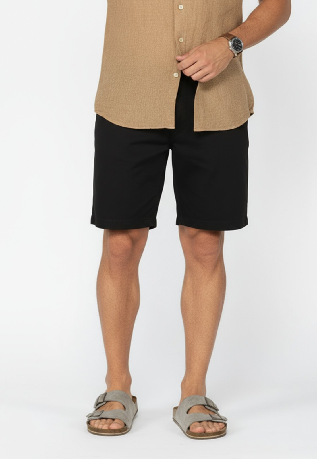 Bermuda Masculina Chino em Sarja Conforto e Estilo Casual Preto