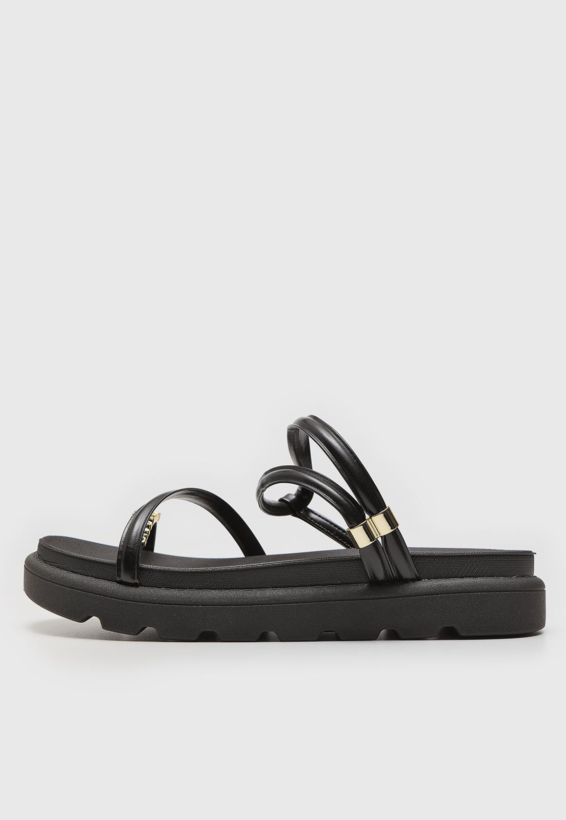 Rasteira Flat Vizzano Aplicação Preta