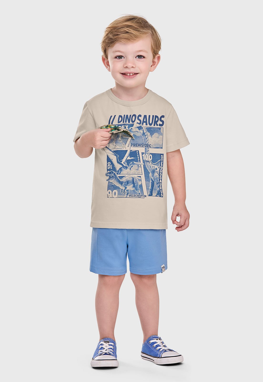Infantil - Conjunto Elian Estampa Dinossauros Azul