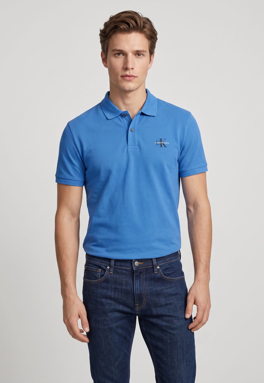 Camisa Polo Masculina Calvin Klein Jeans Clássica Azul
