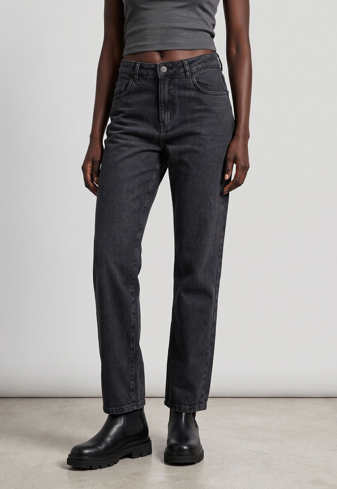 Calça Jeans Feminina Sawary Reta Preta