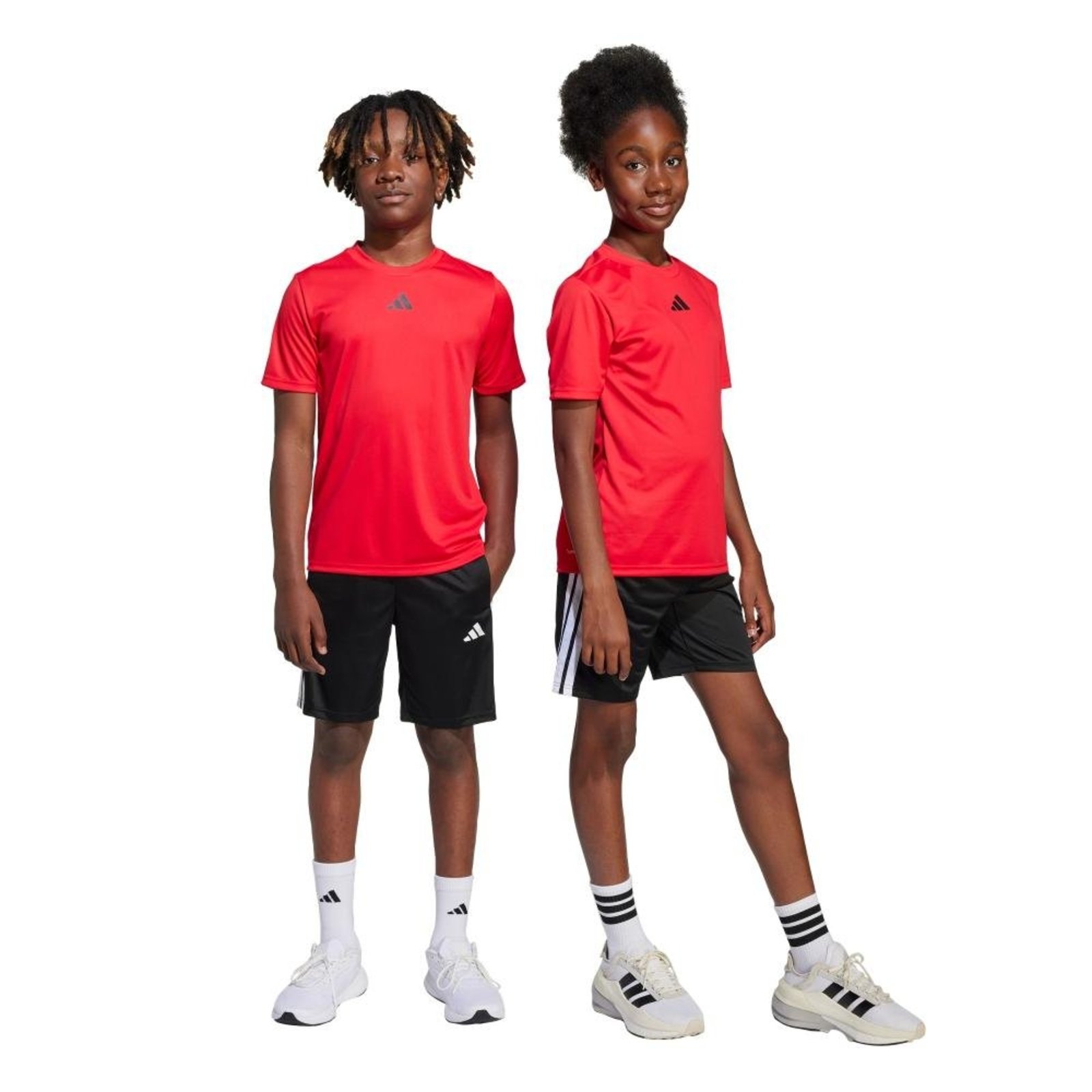 Infantil - Conjunto Camiseta Train Essentials Três Listras adidas Sportswear Vermelho