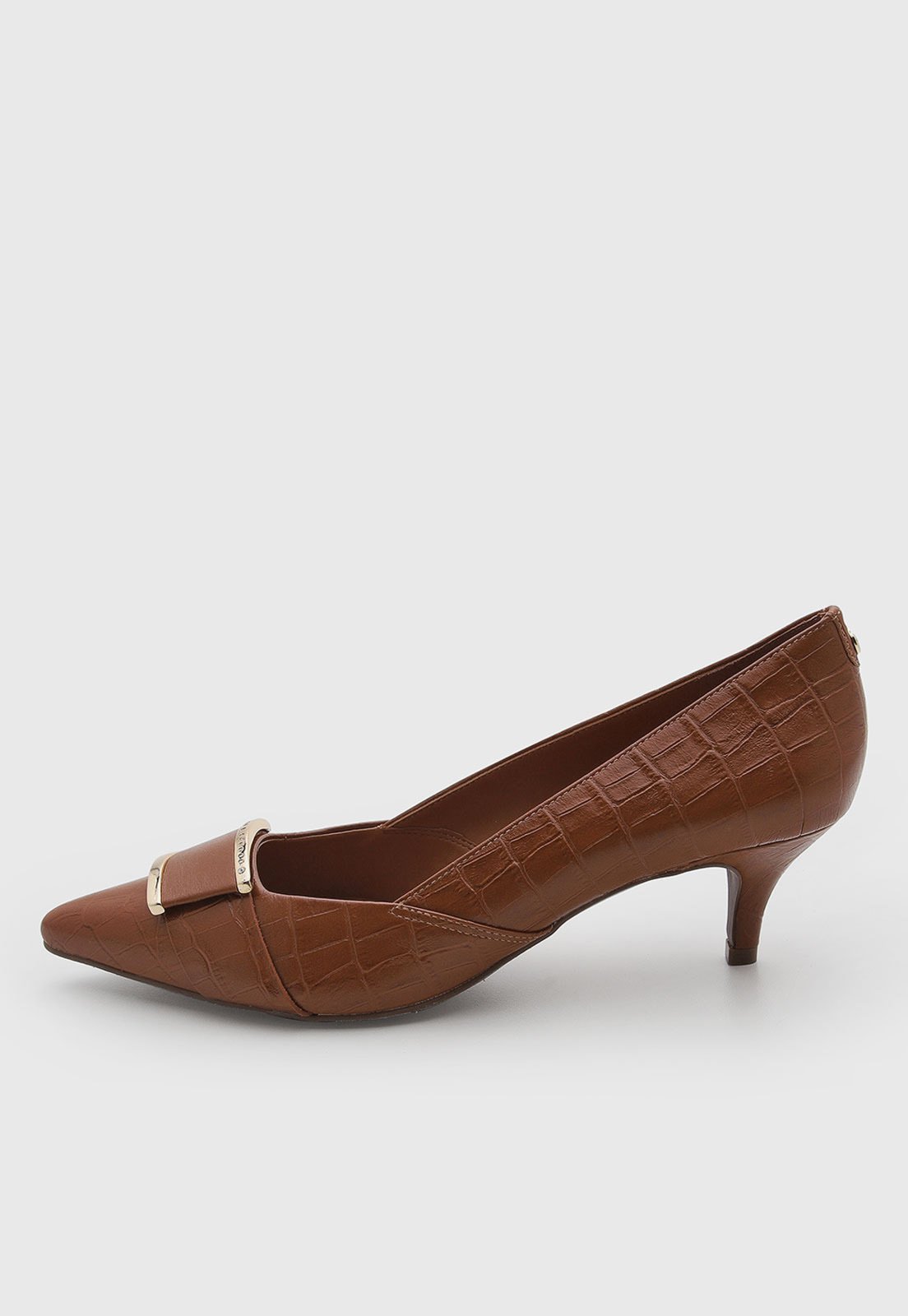 Scarpin Feminino Jorge Bischoff Couro Textura Croco Marrom