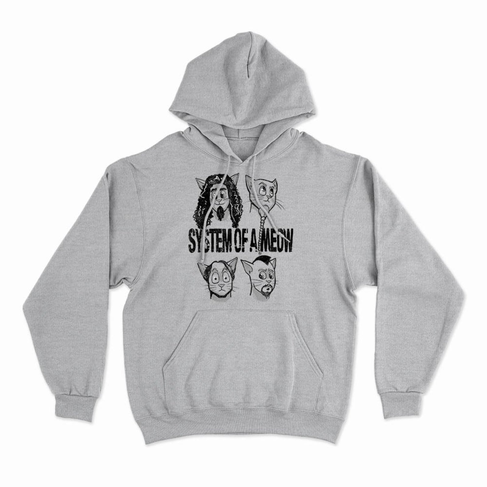 Moletom Com Capuz System Of A Meow - Mescla Cinza - Casual - Studio Geek