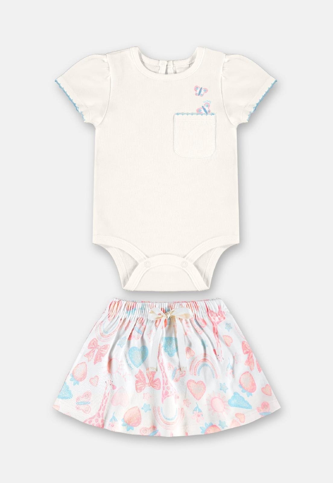 Vista 3 Infantil - Conjunto Body Saia Suedine Up Baby branco Up Baby branco