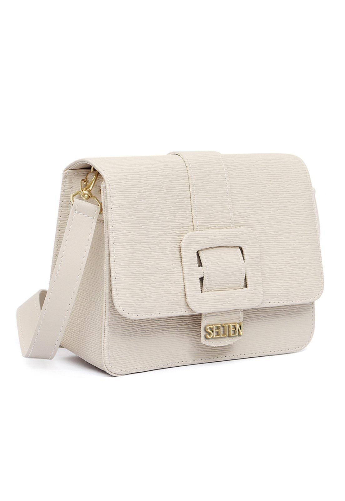 Bolsa Tiracolo Feminina Lateral Com Fivela Lançamento Creme