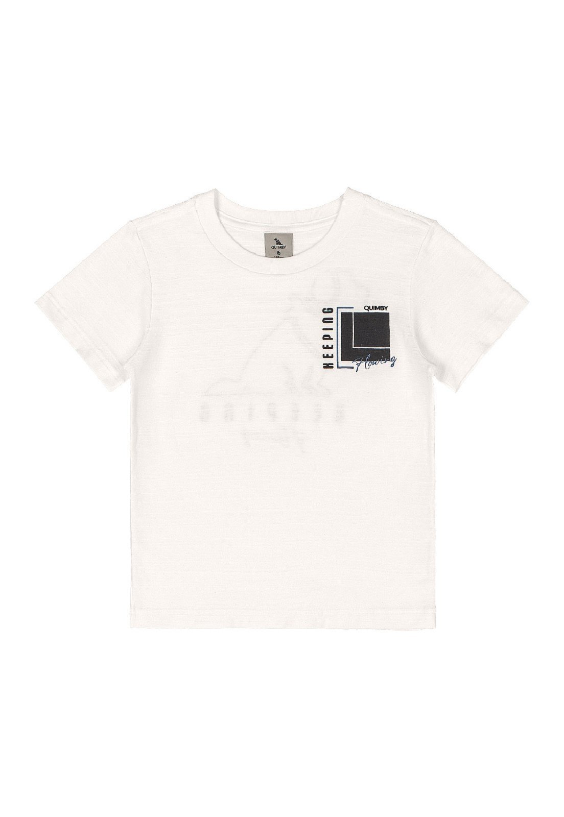 Infantil - Camiseta Algodão Flamê Estampado Quimby Branco
