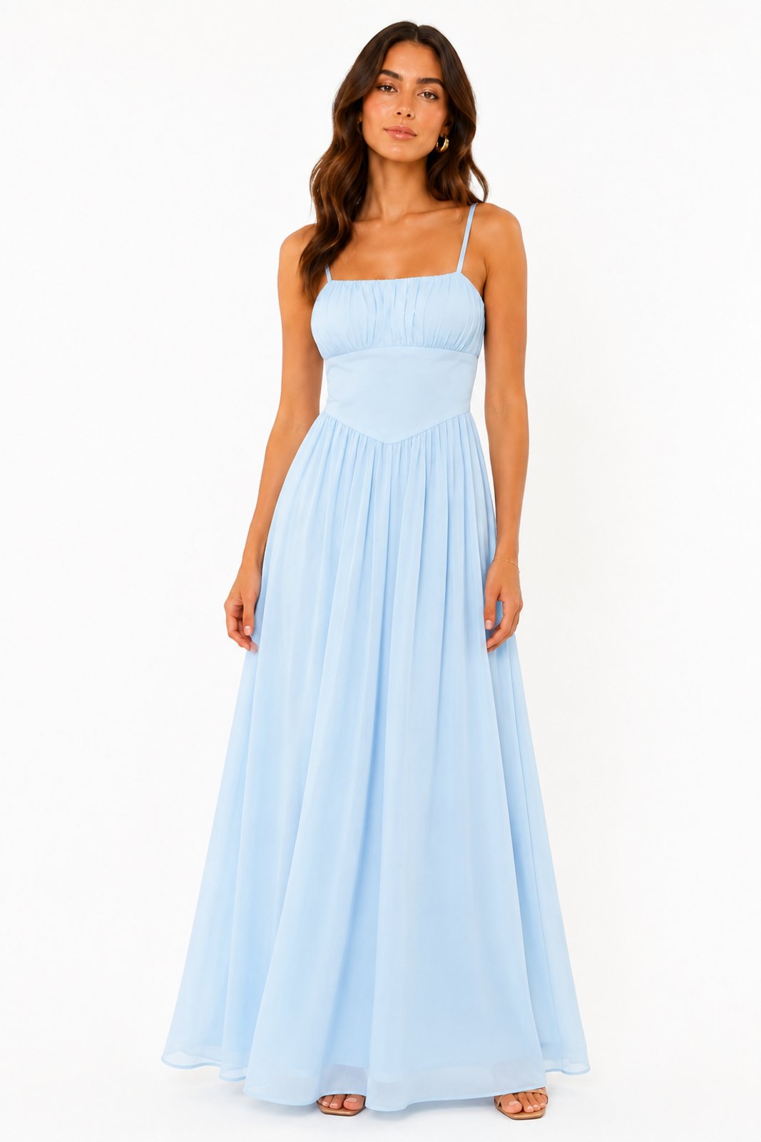 Vestido Longo D Bell Outlet Fashion Alcinha Azul Serenity