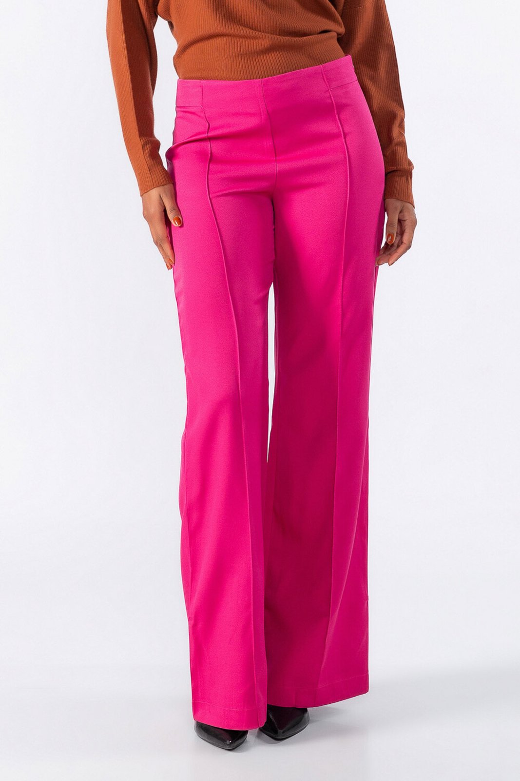 Calca pantalona com recorte frontal Rosa