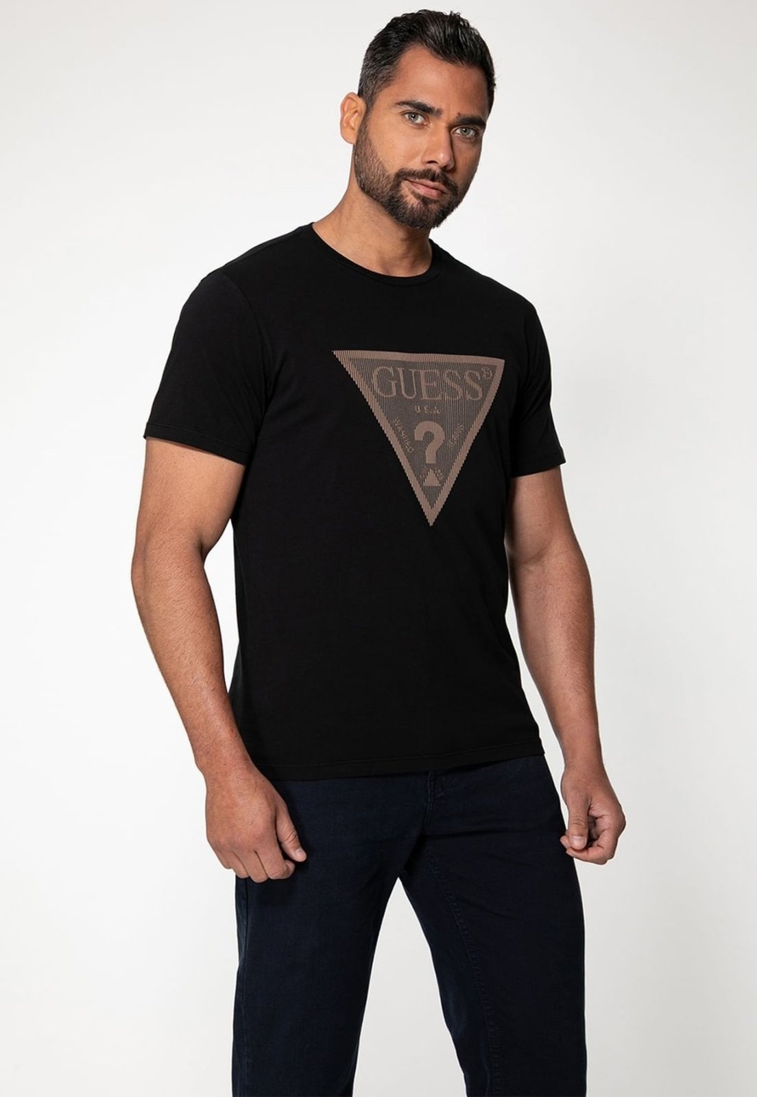 Camiseta Guess Logo Holográfico Preto
