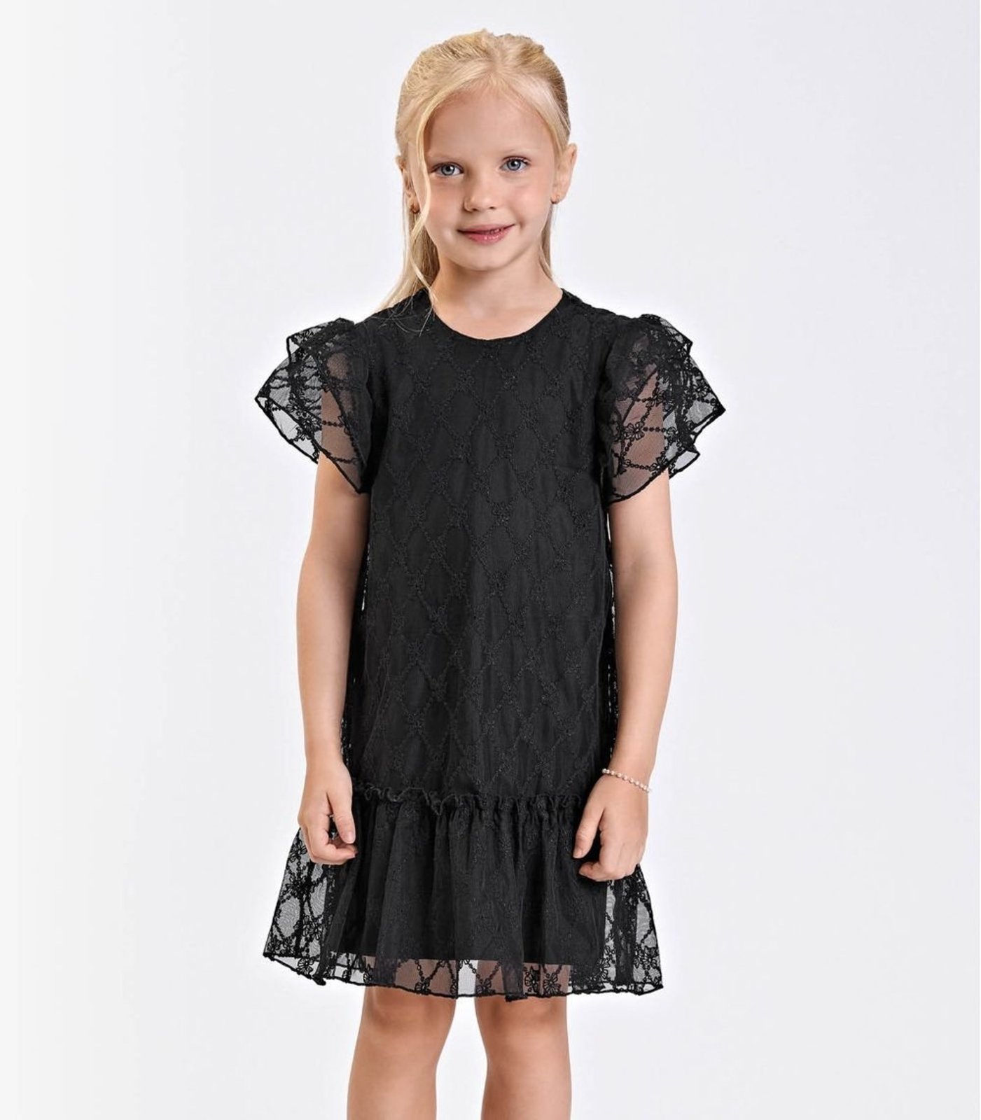 Infantil - Vestido Verão Menina Midi Com Plaquinha Trick Nick Preto