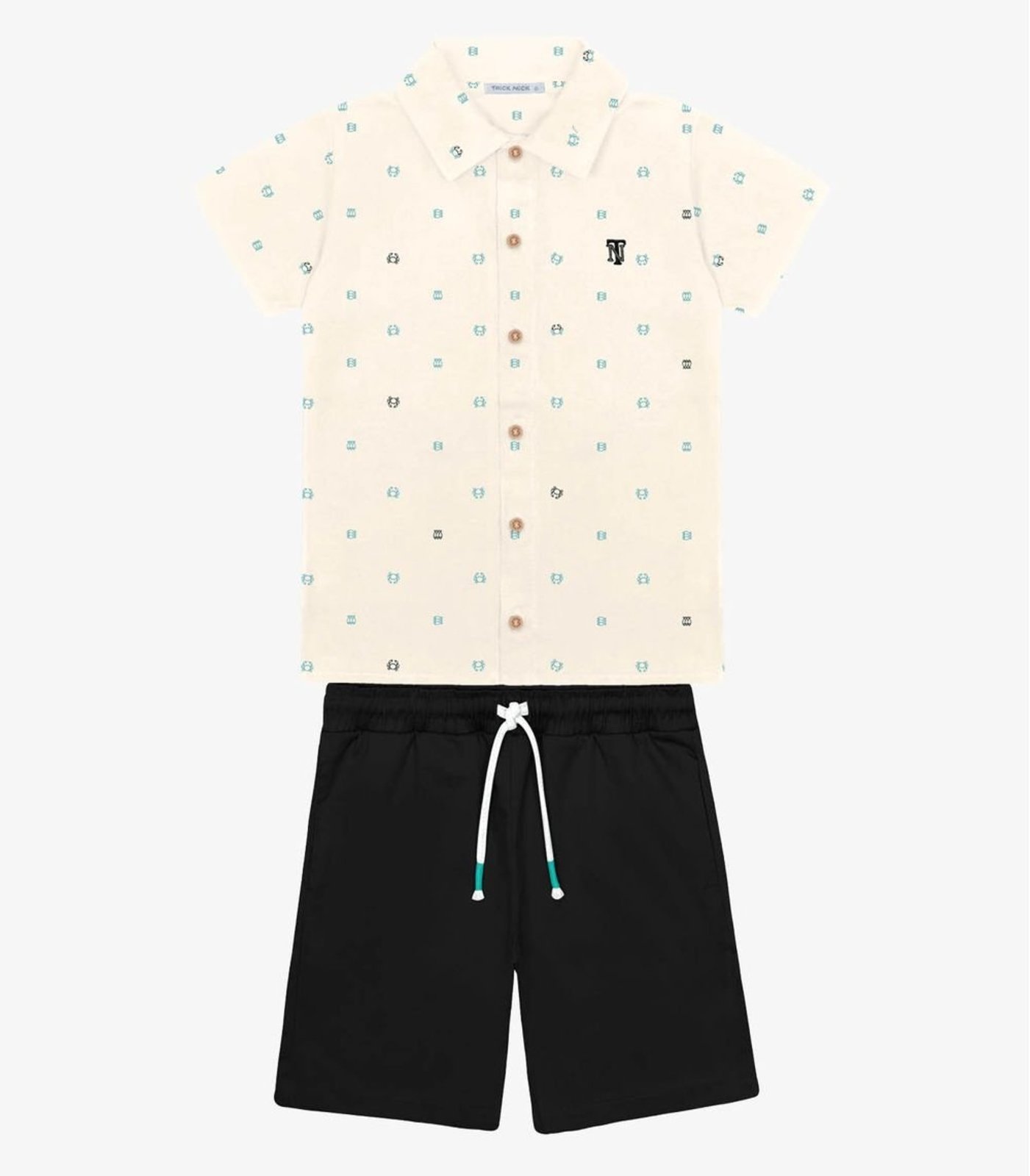 Infantil – Conjunto Camisa Com Bermuda Trick Nick Bege
