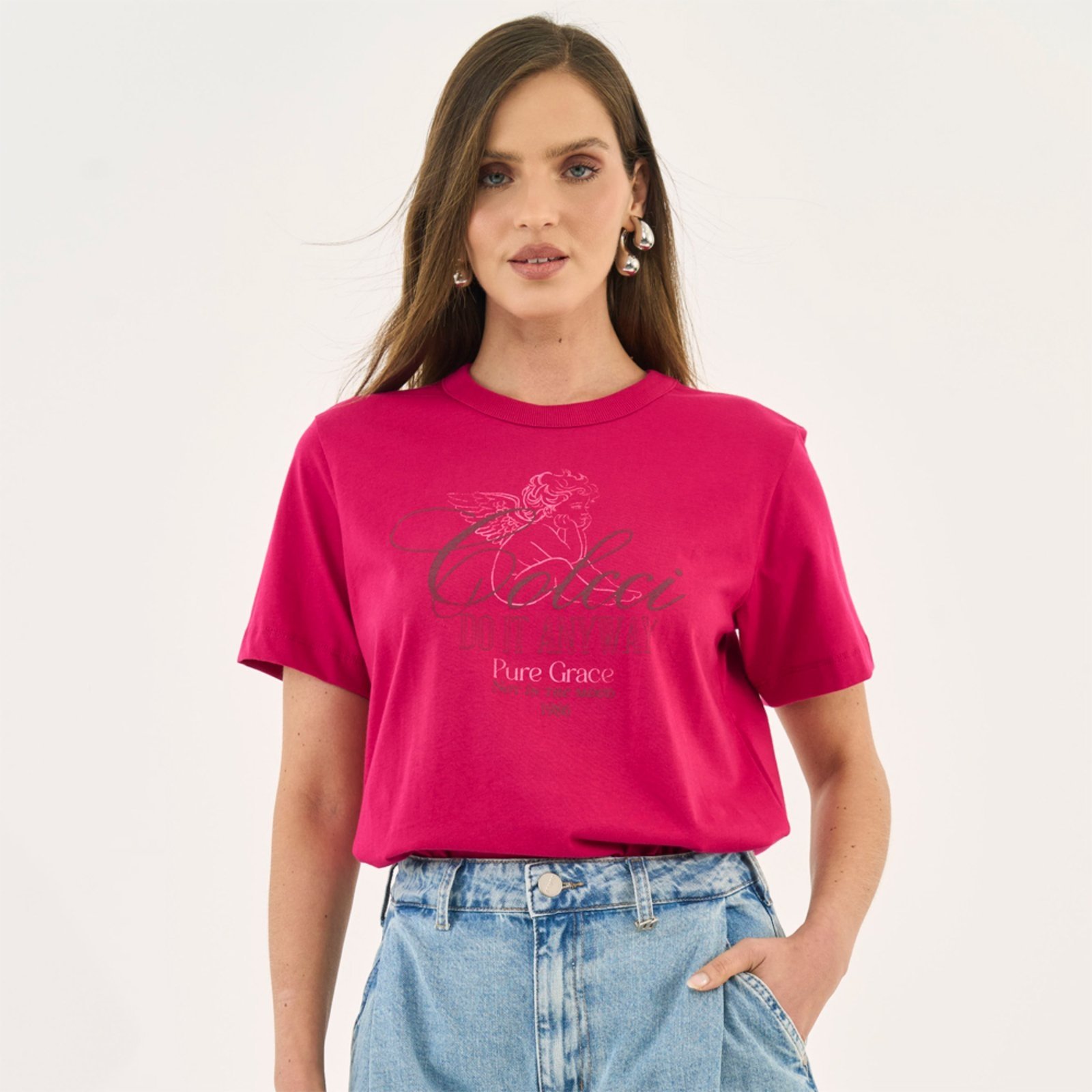 Vista 2 Camiseta Colcci Pure Ou26 Feminino rosa Colcci rosa