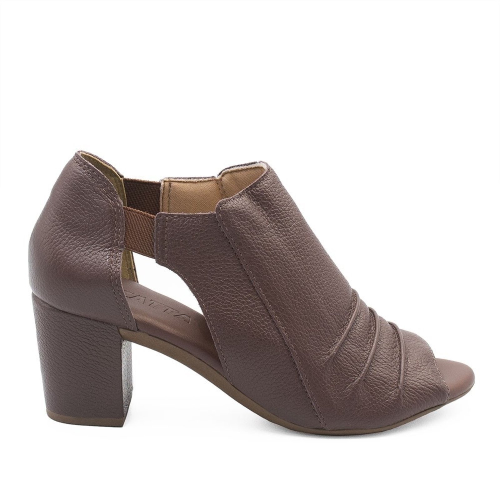 PeepBoot Zatta Salto Bloco Couro Pietra Marrom