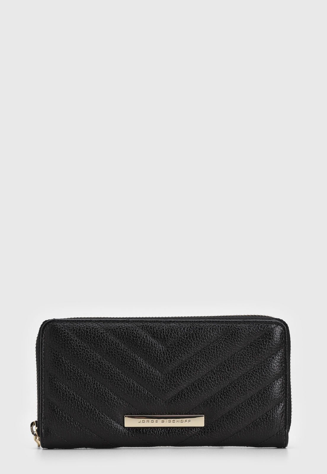 Vista 3 Carteira Feminina Jorge Bischoff Logo Chevron Preta preto Jorge Bischoff preto