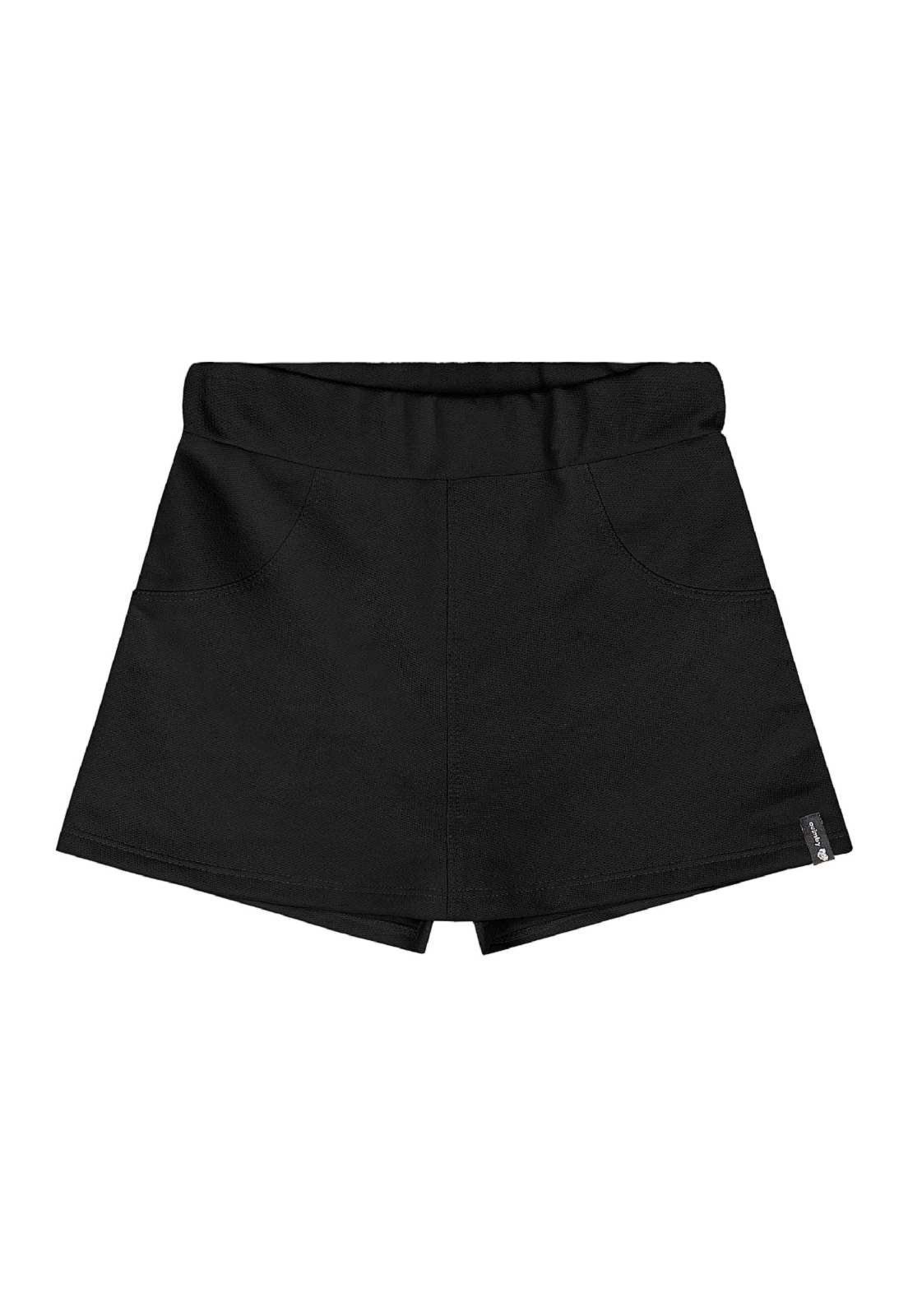 Infantil - Short-Saia em Moletom Menina Quimby Preto