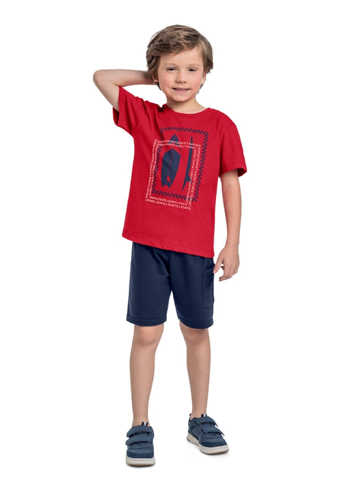 Infantil – Conjunto Camiseta e Bermuda Bee Loop Vermelho