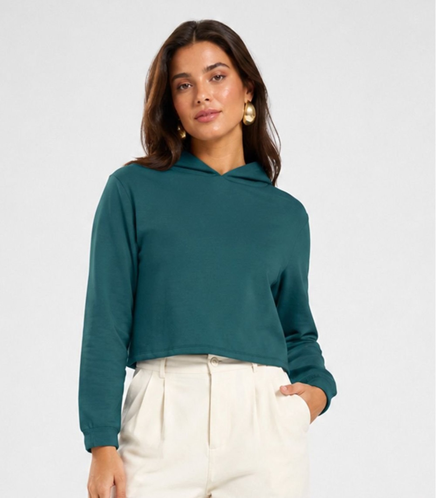 Blusão Com Capuz Feminino Em Moletom Infinita Cor Verde