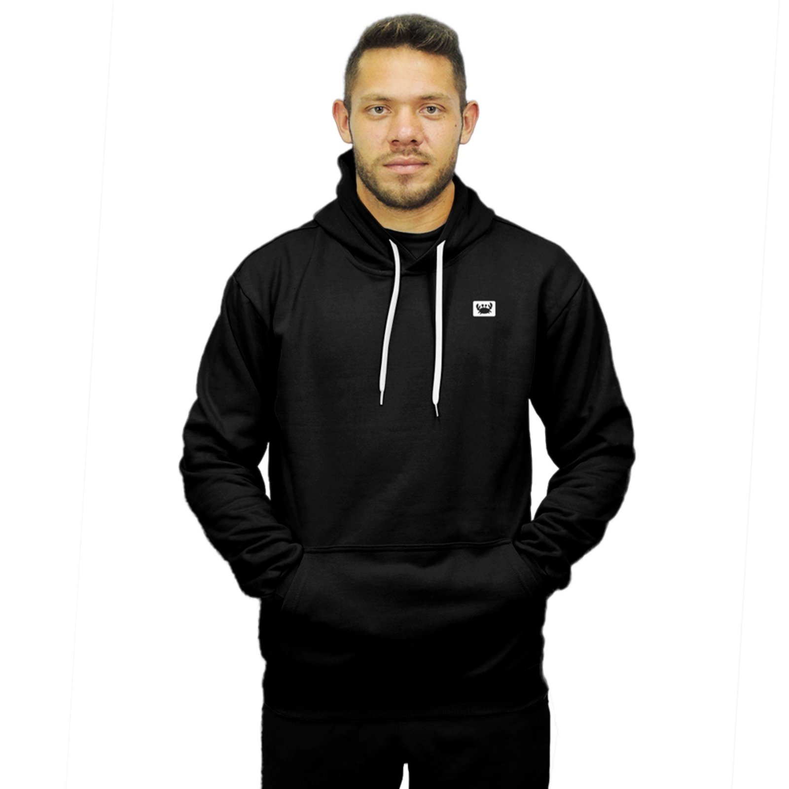 Blusa De Moletom Estampado Siri Relaxado Com Capuz Bolso Canguru