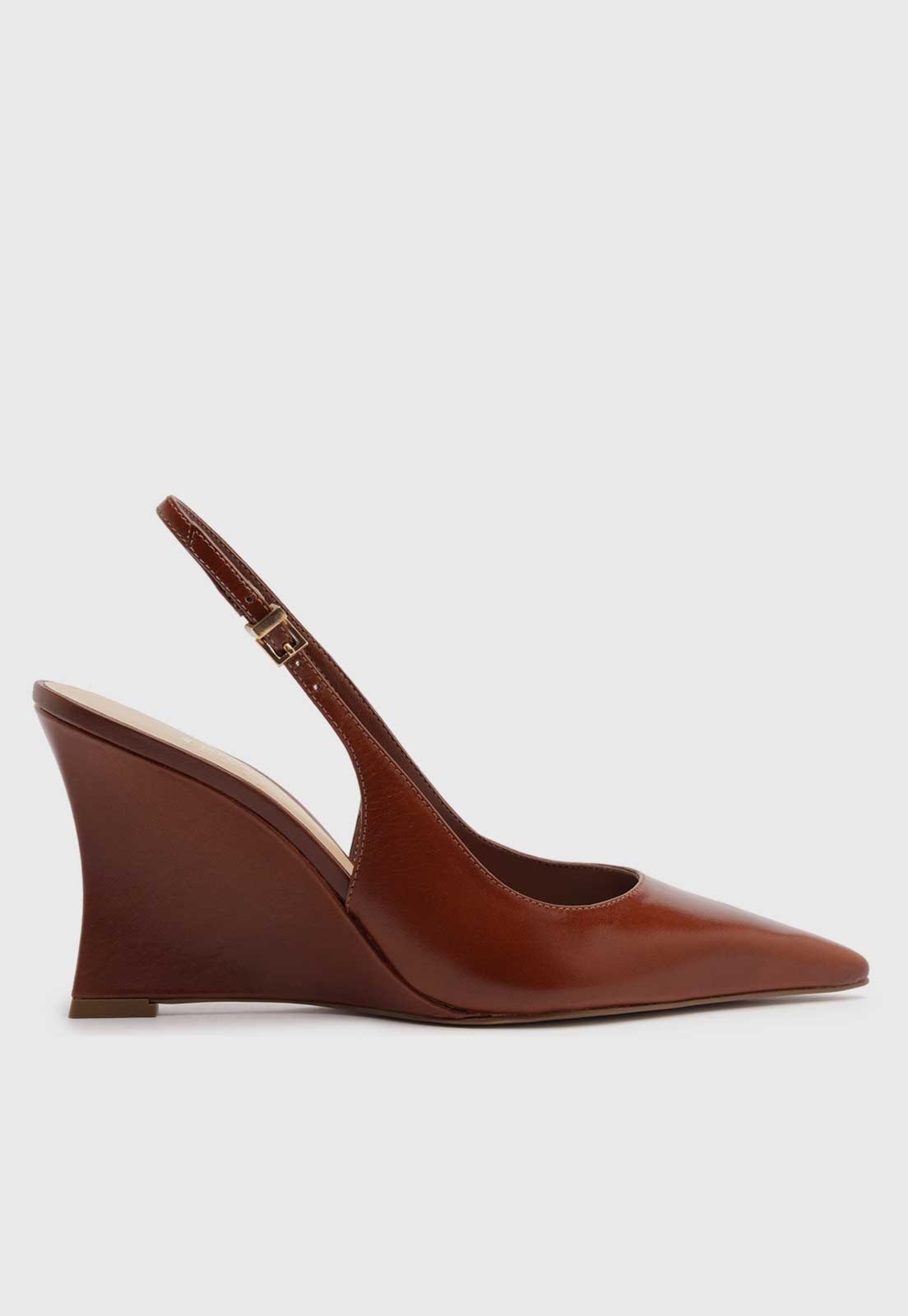 Scarpin Alto Arezzo Salto Anabela Warm Toffee