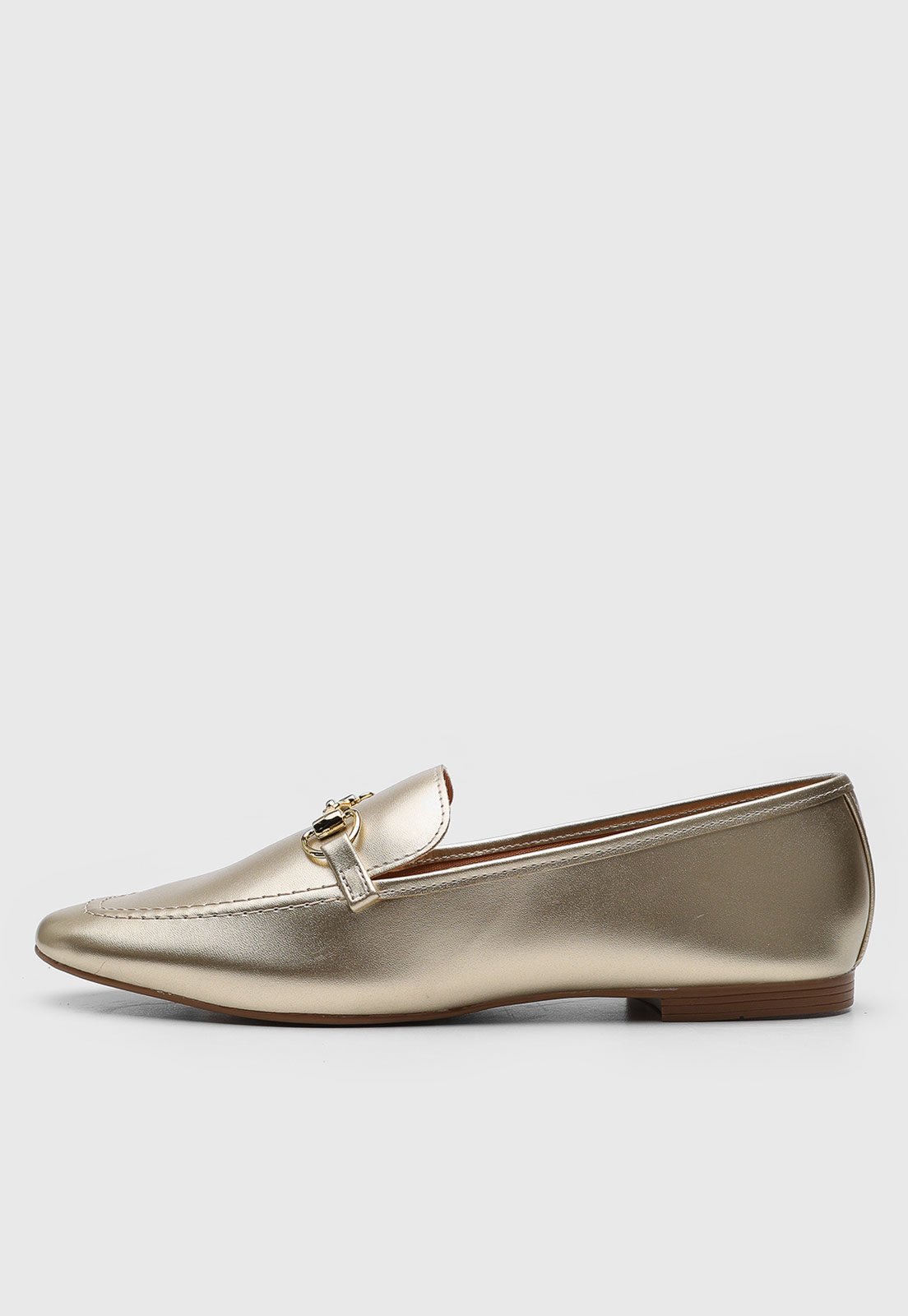 Mocassim Via Uno Aplicação Dourado