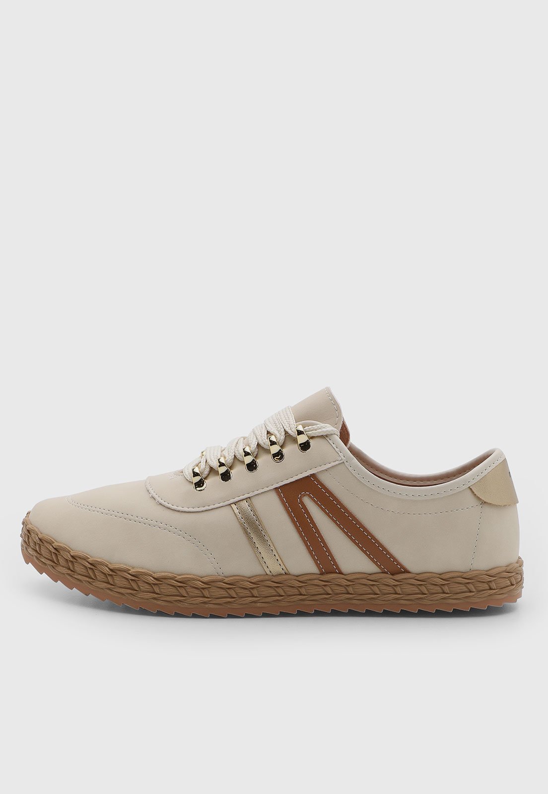 Tênis Feminino Moleca Casual Cadarço Bege