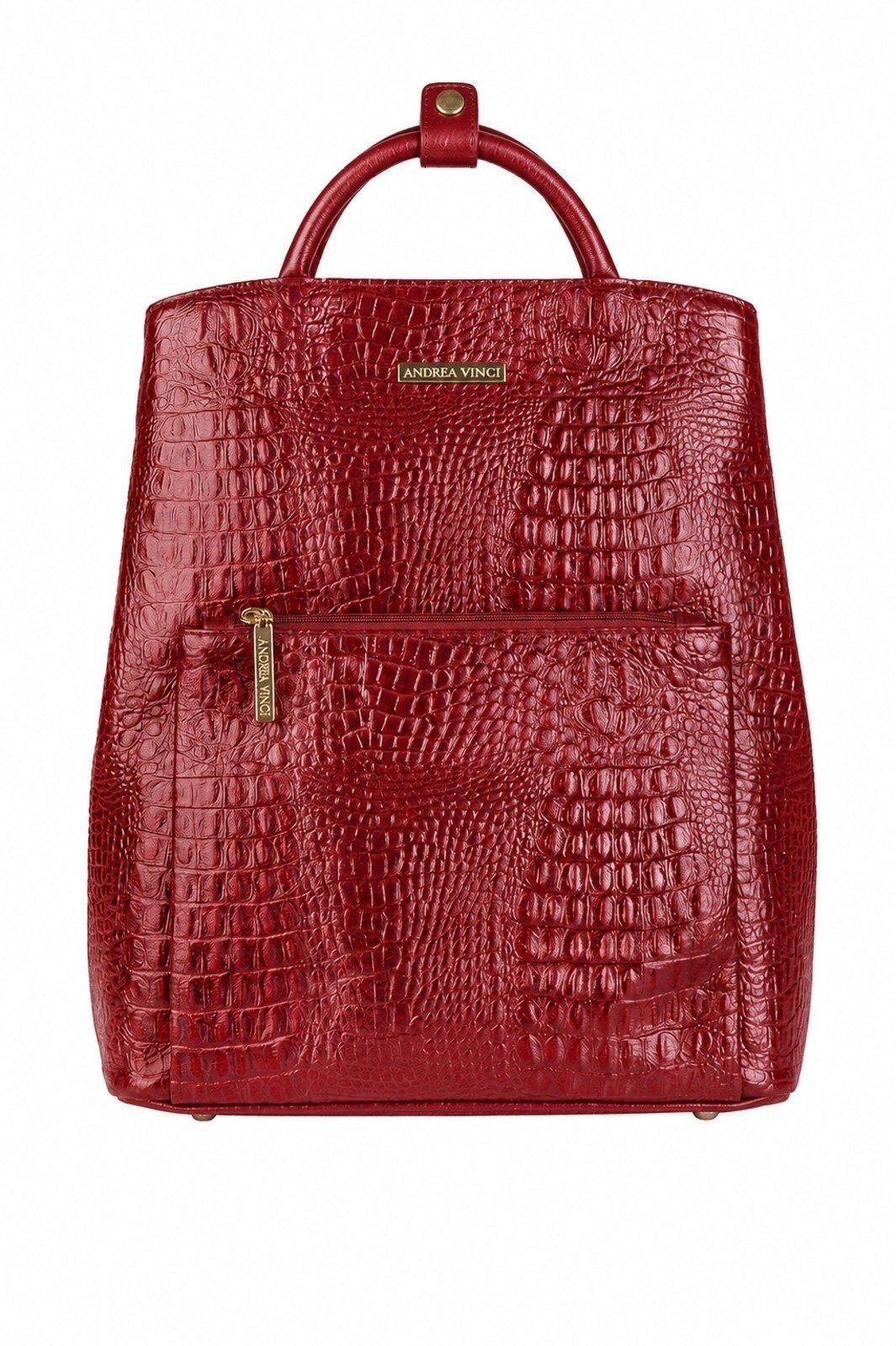 Mochila slim couro croco Lavínia - Vermelho