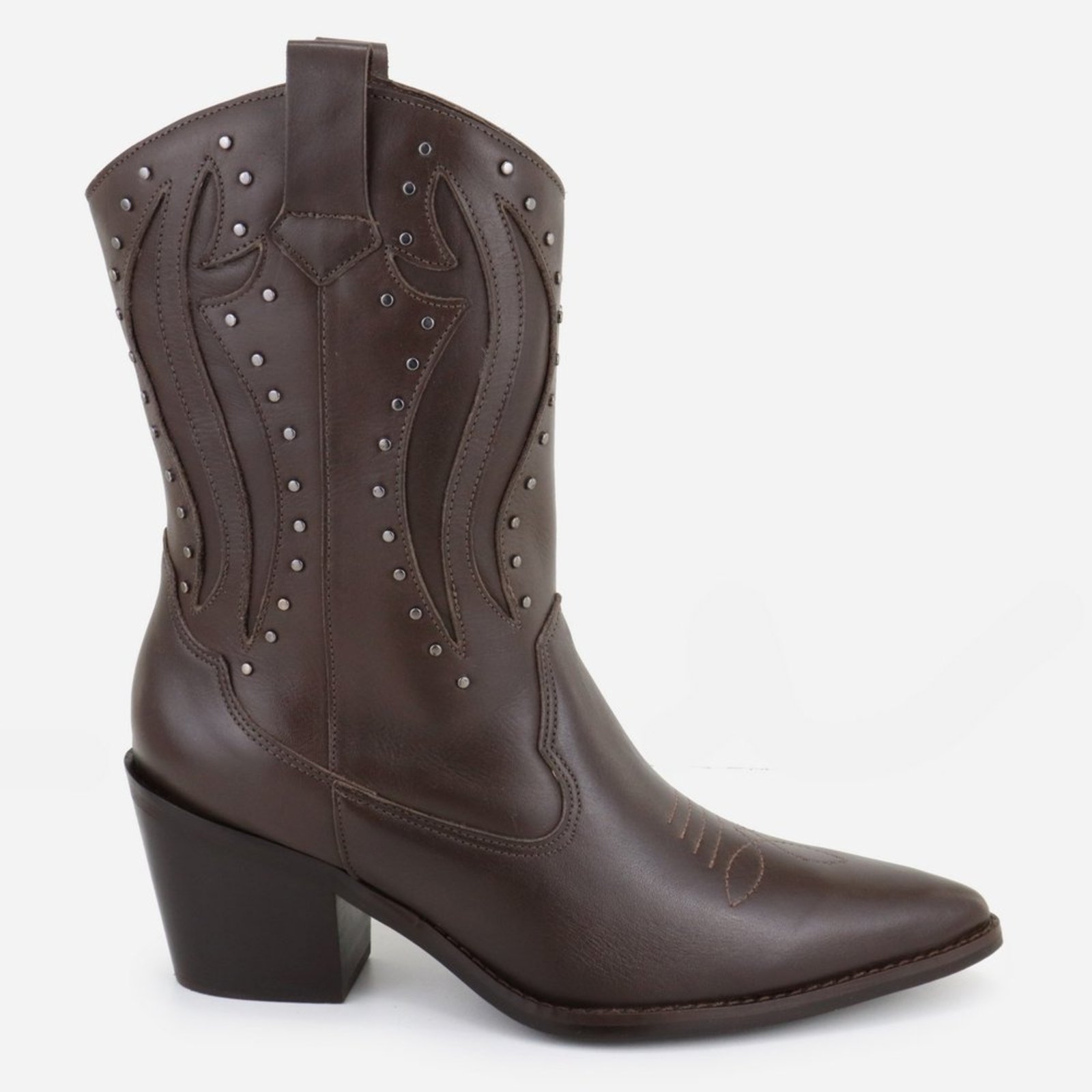 Vista 3 Bota Texana Country Western Cravo em Couro Feminina Maria Paula Expresso caramelo caramelo