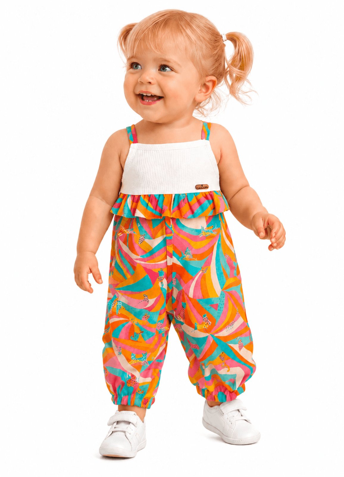 Infantil - Macacão Menina Entre Cores Alphabeto Rosa