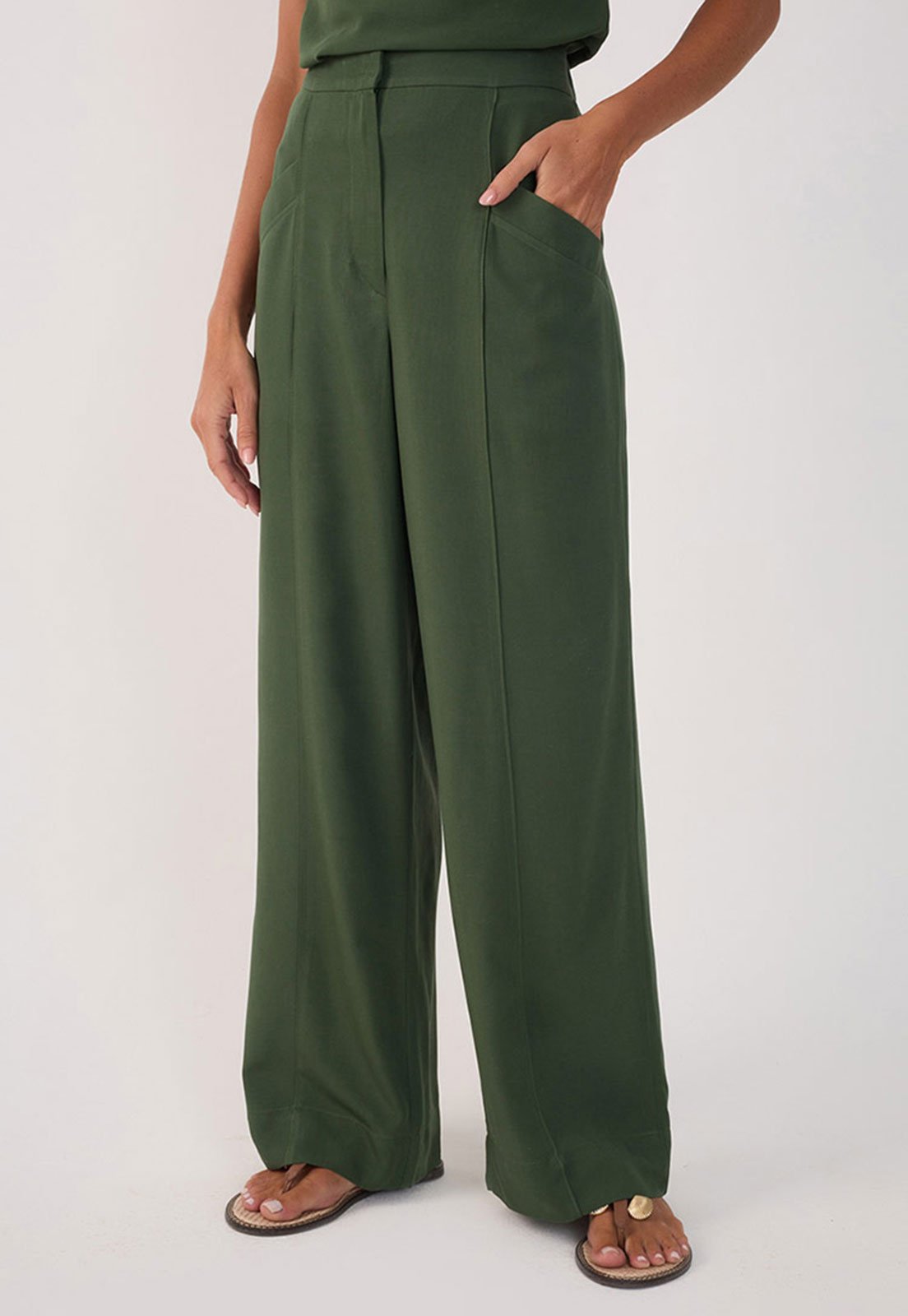 Calça Dress To Reta Viés Verde